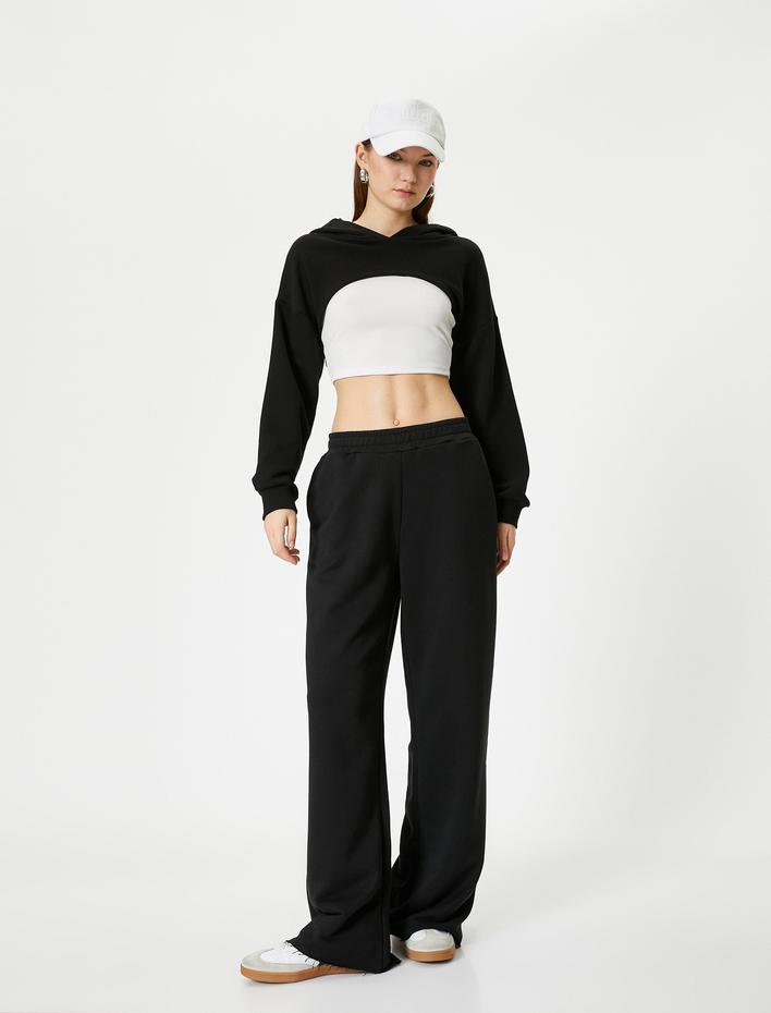  Geniş Paça Eşofman Altı Cepli Beli Lastikli