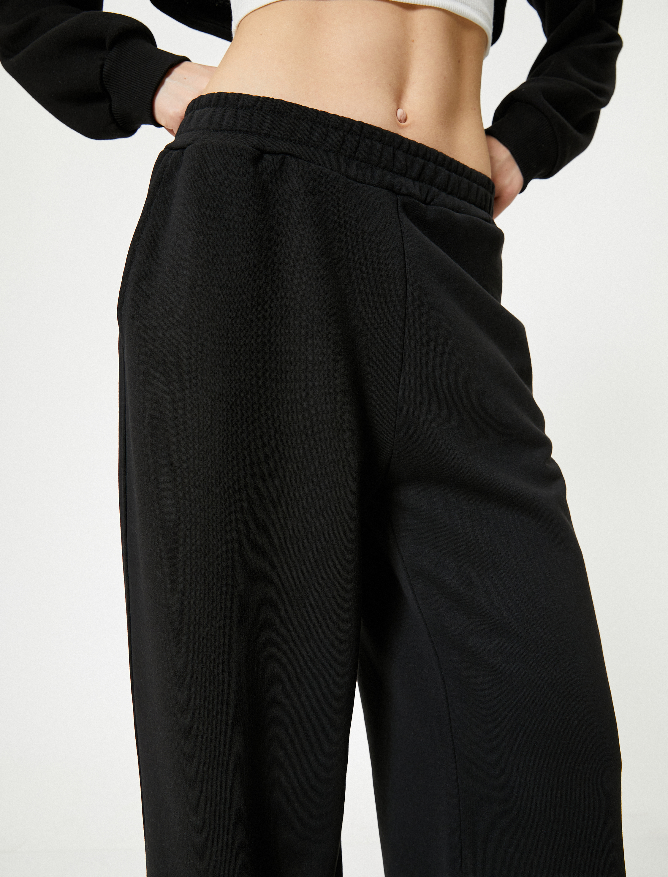   Geniş Paça Eşofman Altı Cepli Beli Lastikli