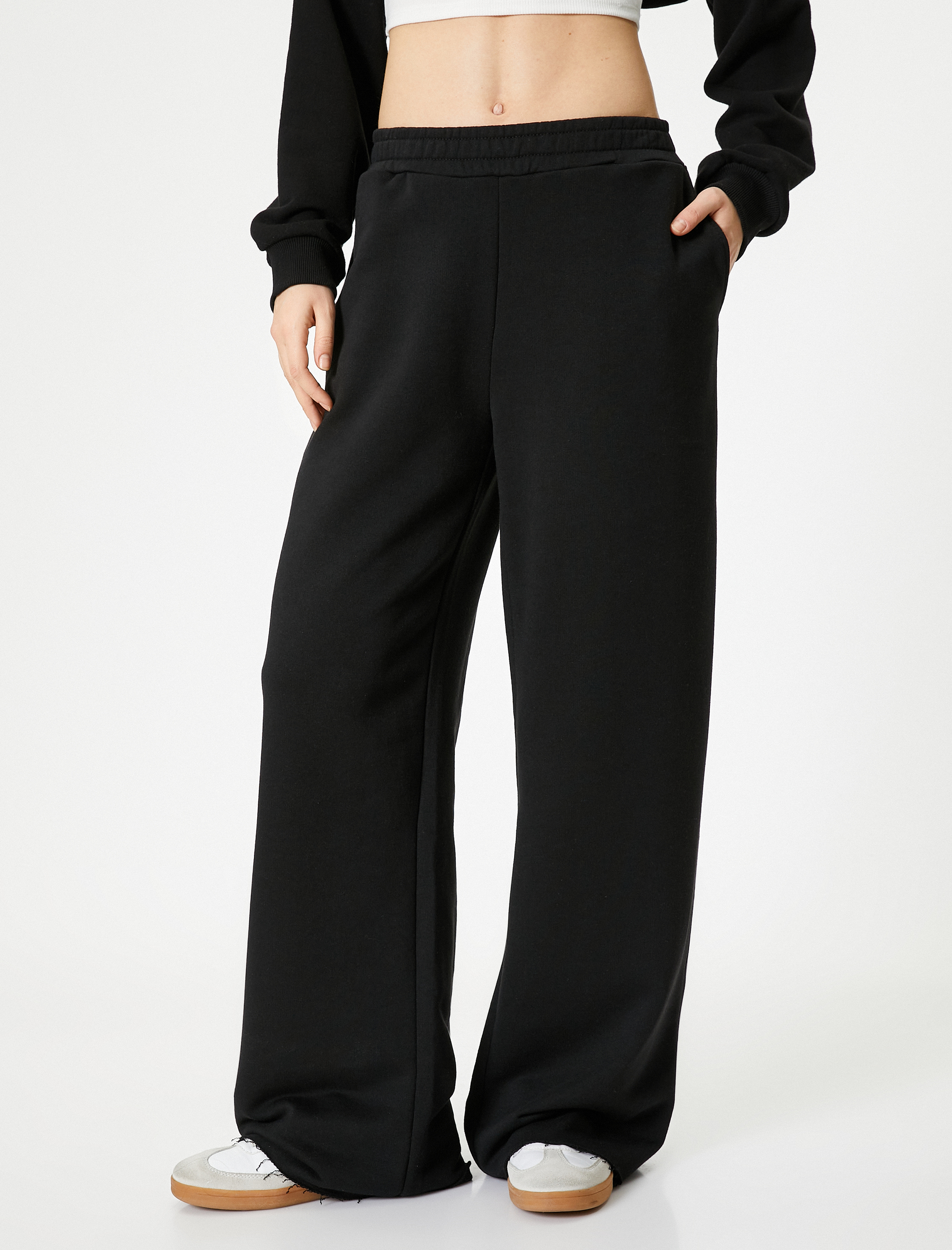   Geniş Paça Eşofman Altı Cepli Beli Lastikli