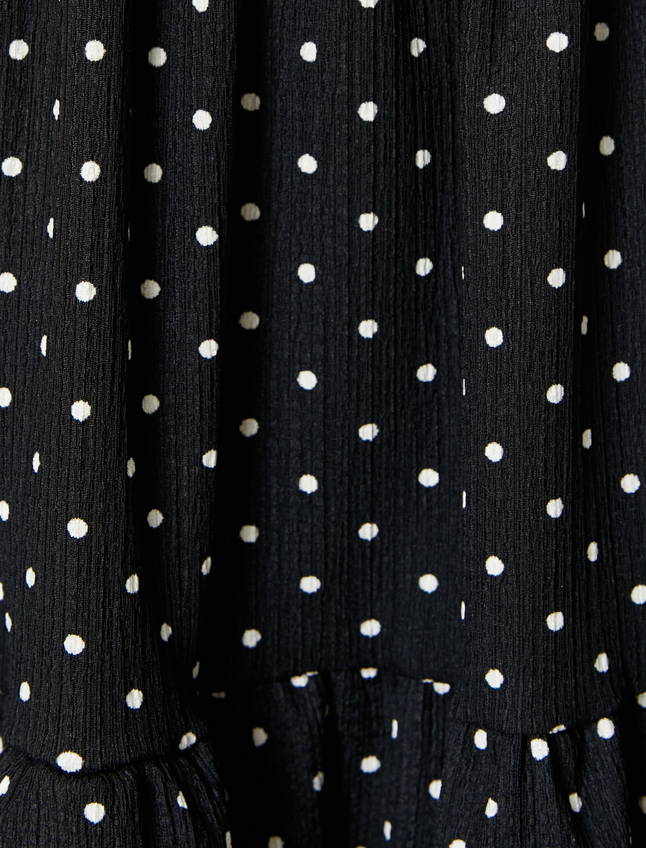   Midi Puantiyeli Etek Katlı Yüksek Bel Rahat Kalıp Bürümcük