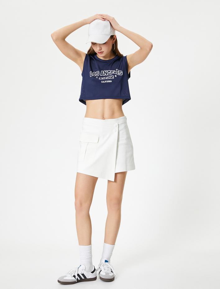  File Kısa Atlet Baskılı Bisiklet Yaka