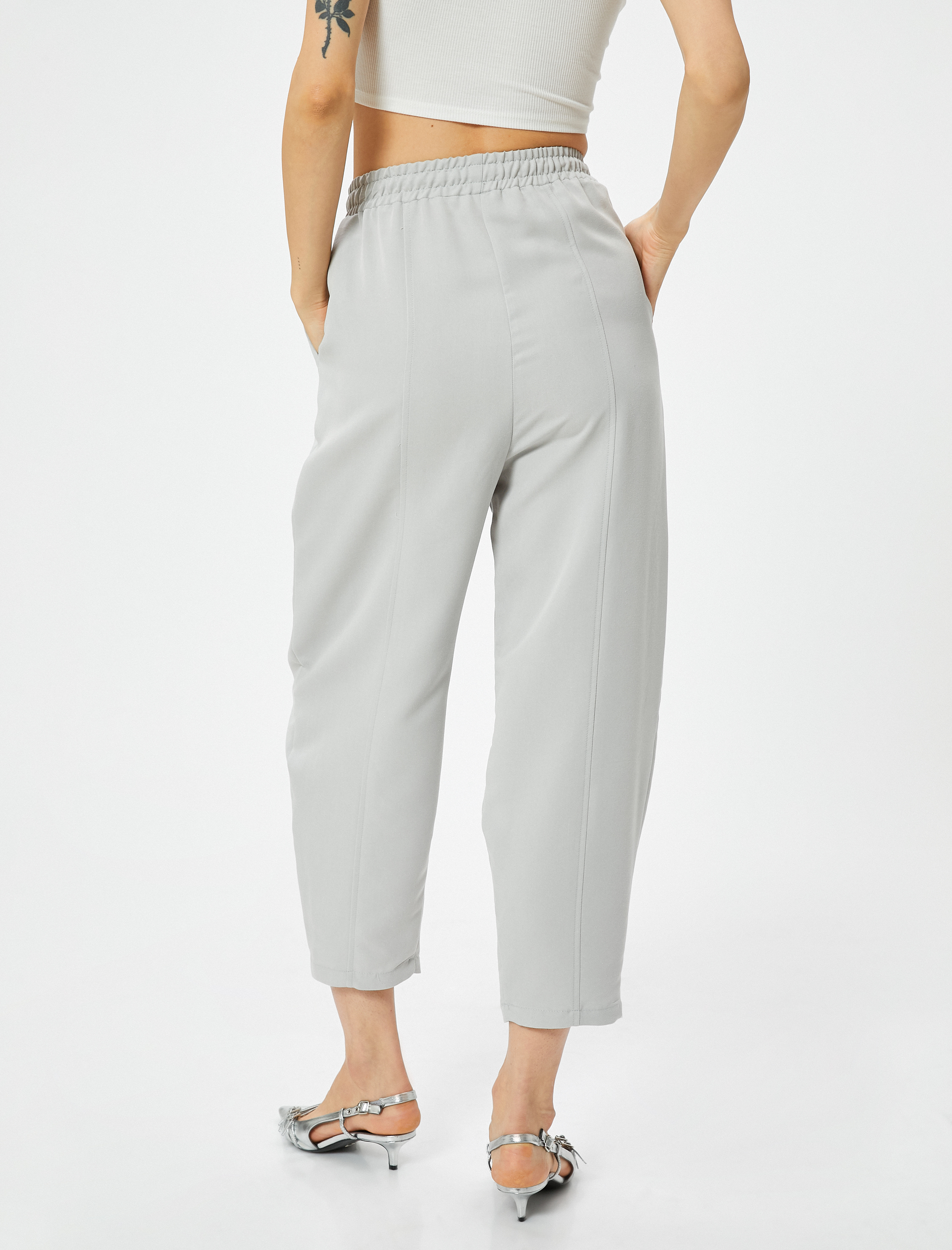   Havuç Pantolon Beli Bağcıklı Normal Bel Cep Detaylı Modal