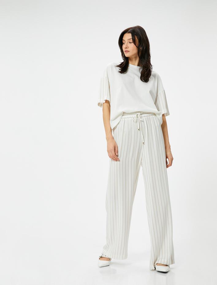  Bol Paça Pantolon Beli Bağcıklı Lastikli