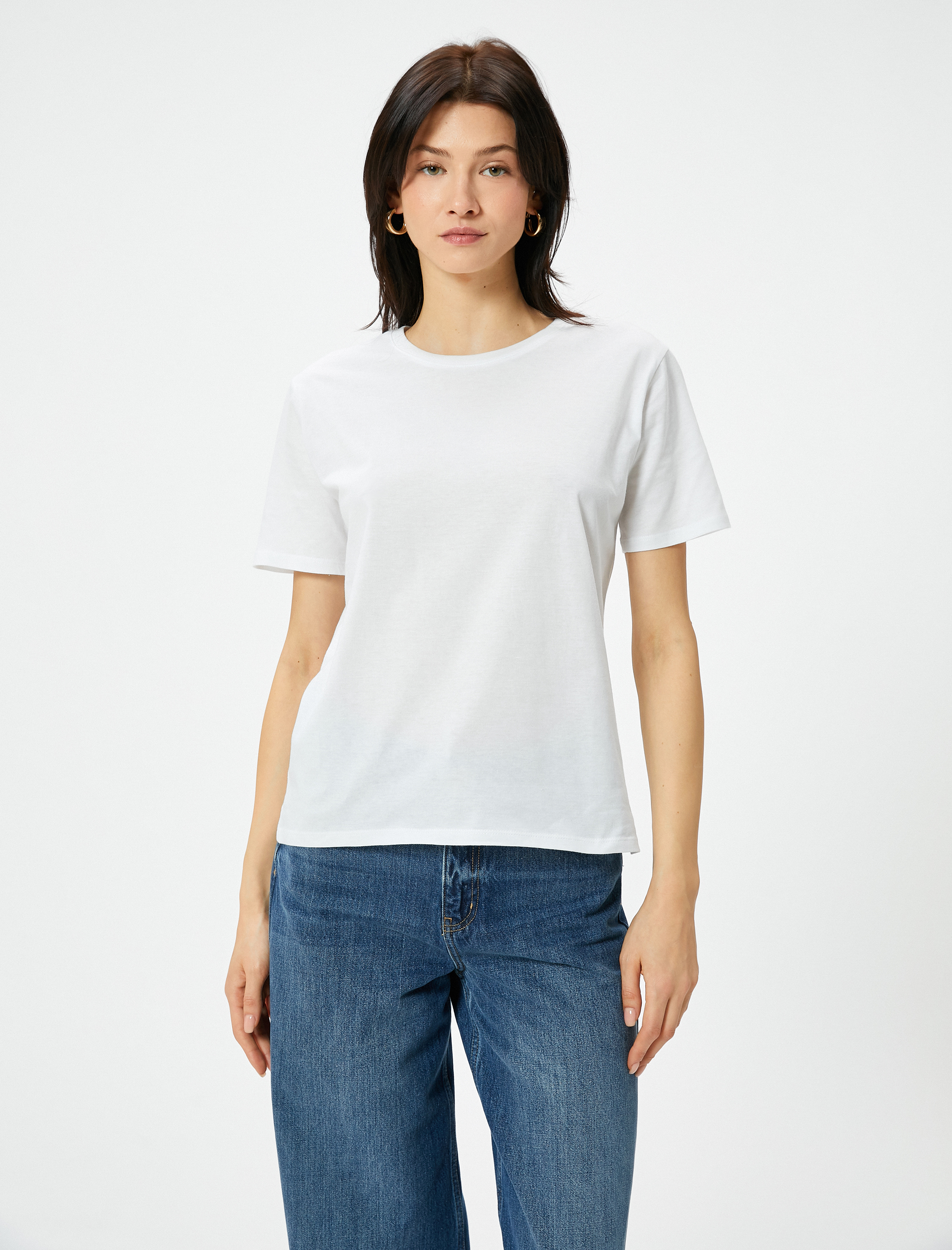   Basic Tişört Kısa Kollu Bisiklet Yaka Pamuklu