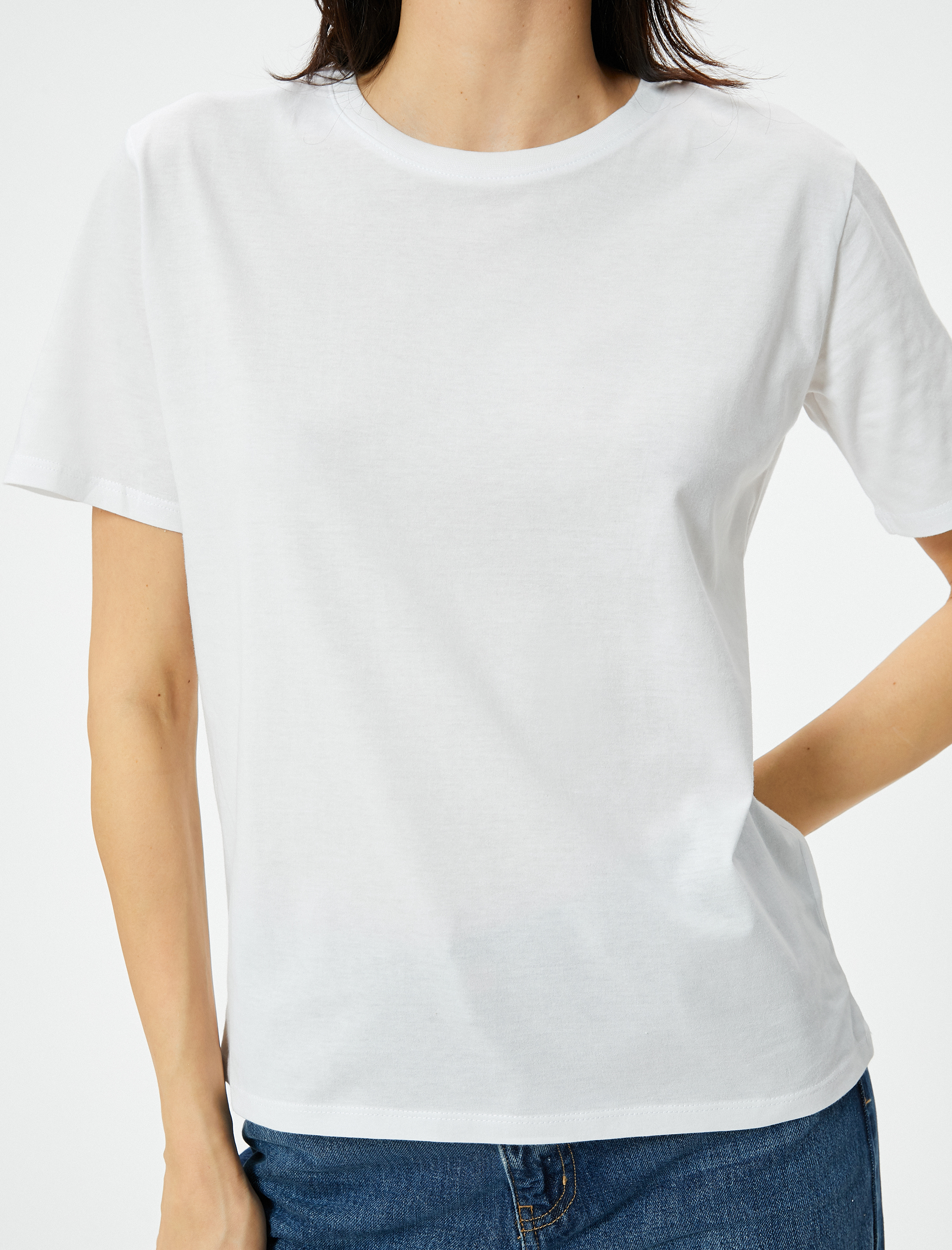   Basic Tişört Kısa Kollu Bisiklet Yaka Pamuklu