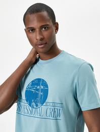 Slogan Baskılı Tişört Bisiklet Yaka Kısa Kollu