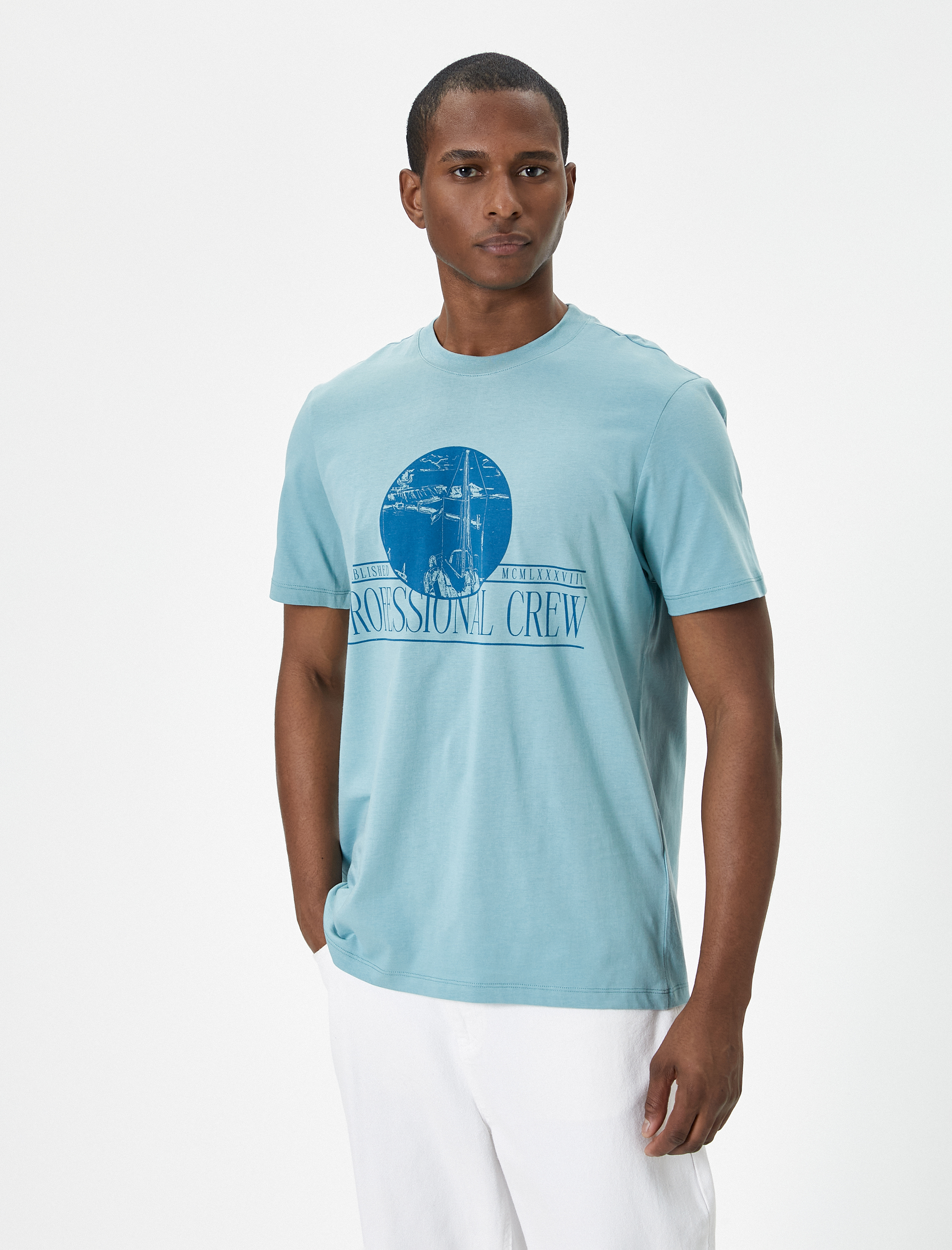   Slogan Baskılı Tişört Bisiklet Yaka Kısa Kollu