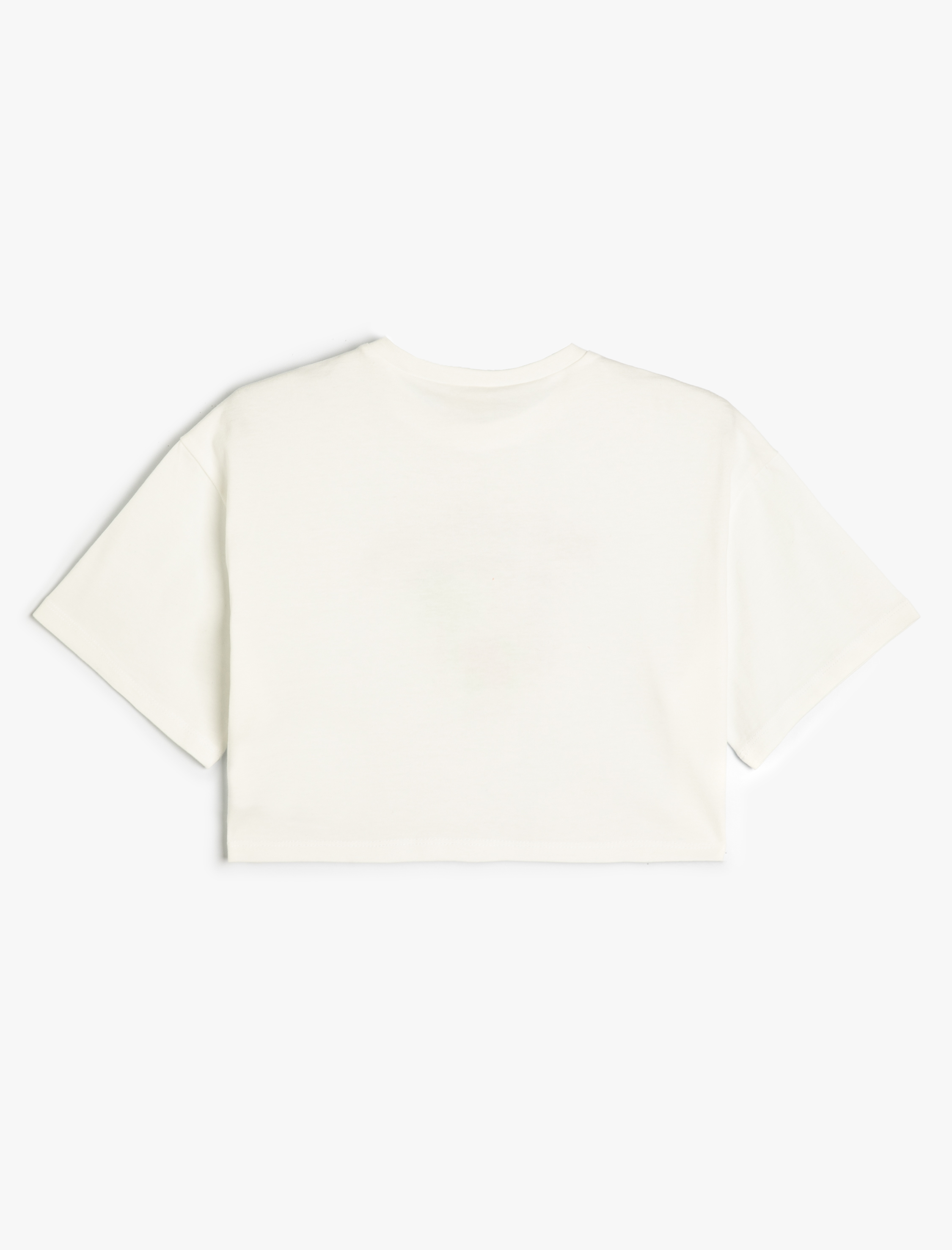  Kız Çocuk Crop Tişört Yaz Temalı Slogan Baskılı Kısa Kollu Pamuklu