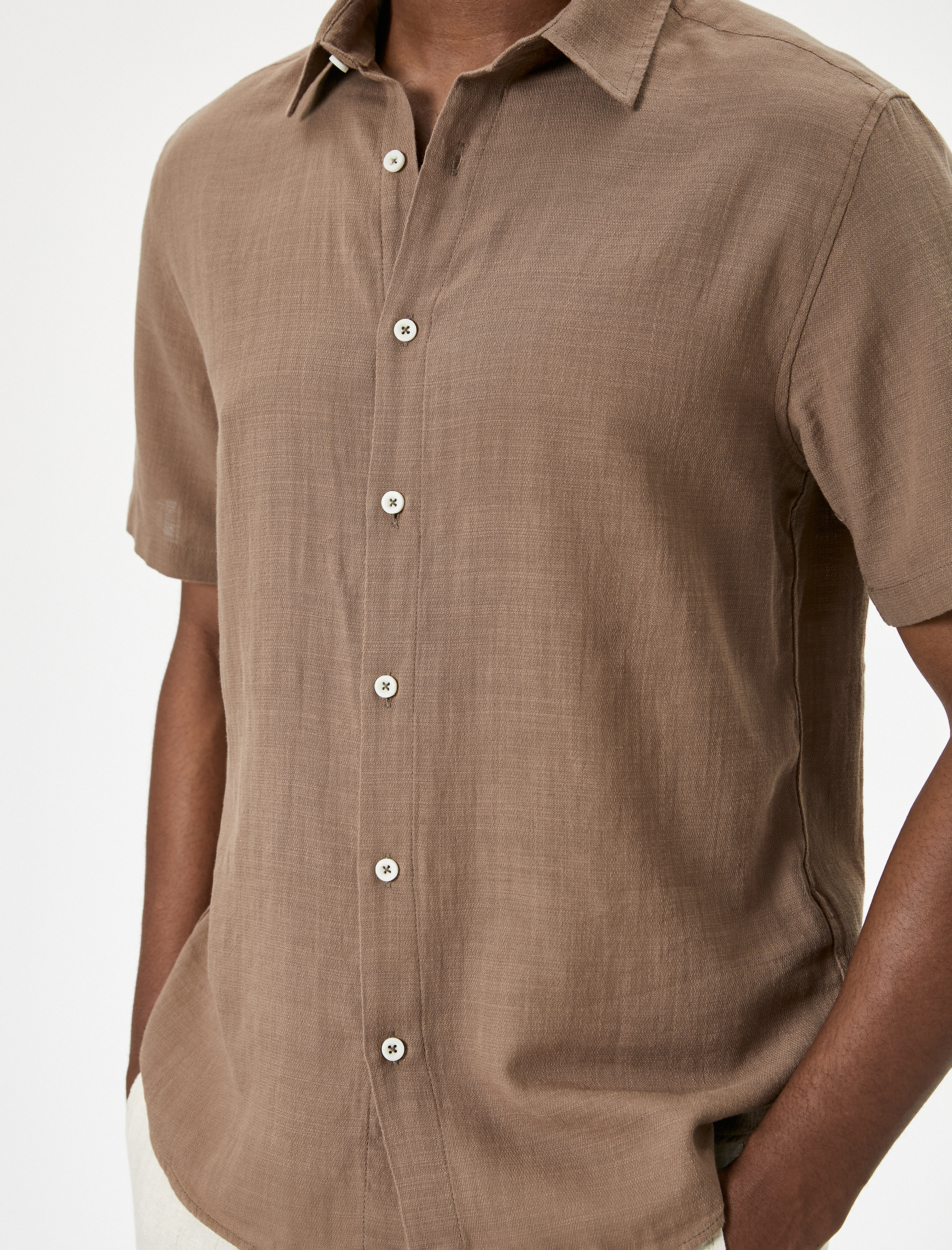   Yazlık Gömlek Kısa Kollu Klasik Yaka Düğmeli Pamuklu Regular Fit