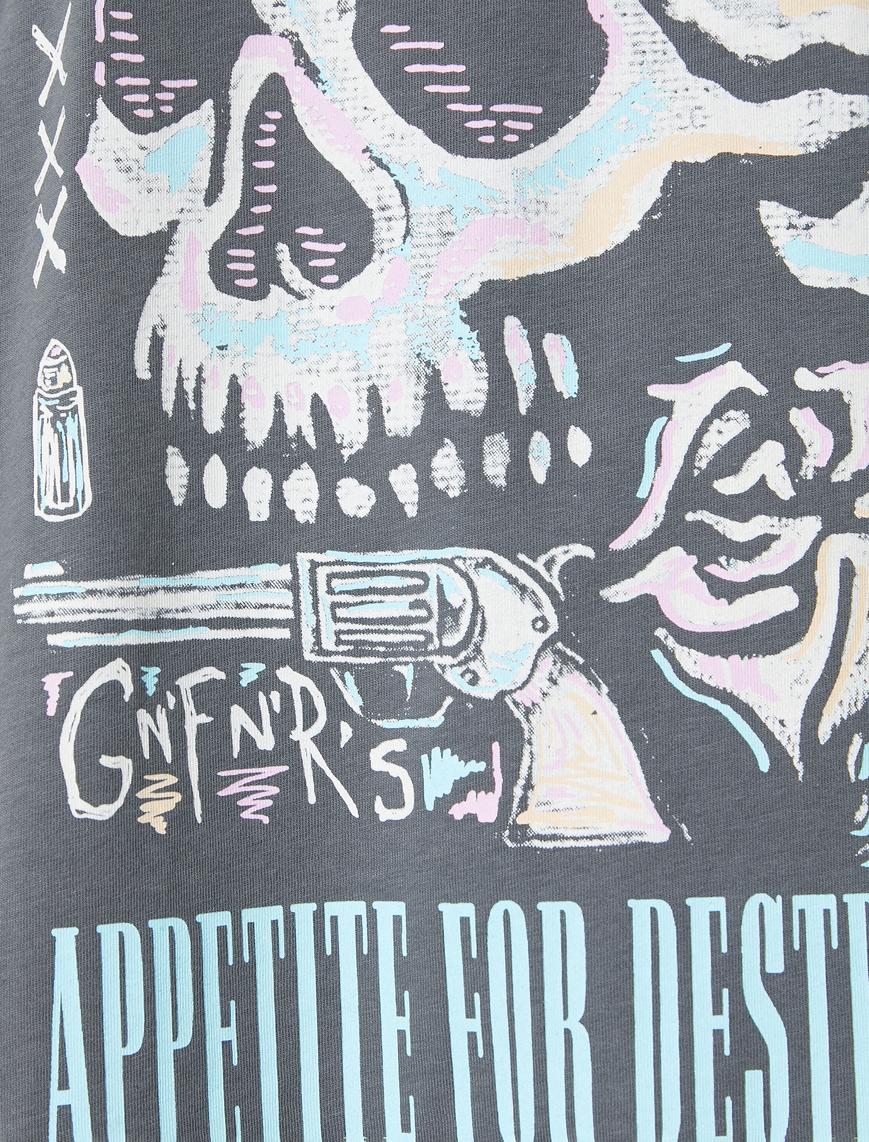   Guns N'Roses Tişört Lisanslı Rahat Kalıp Kısa Kollu Bisiklet Yaka Pamuklu