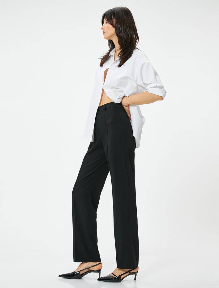  Kumaş Palazzo Pantolon Nervürlü Yüksek Bel