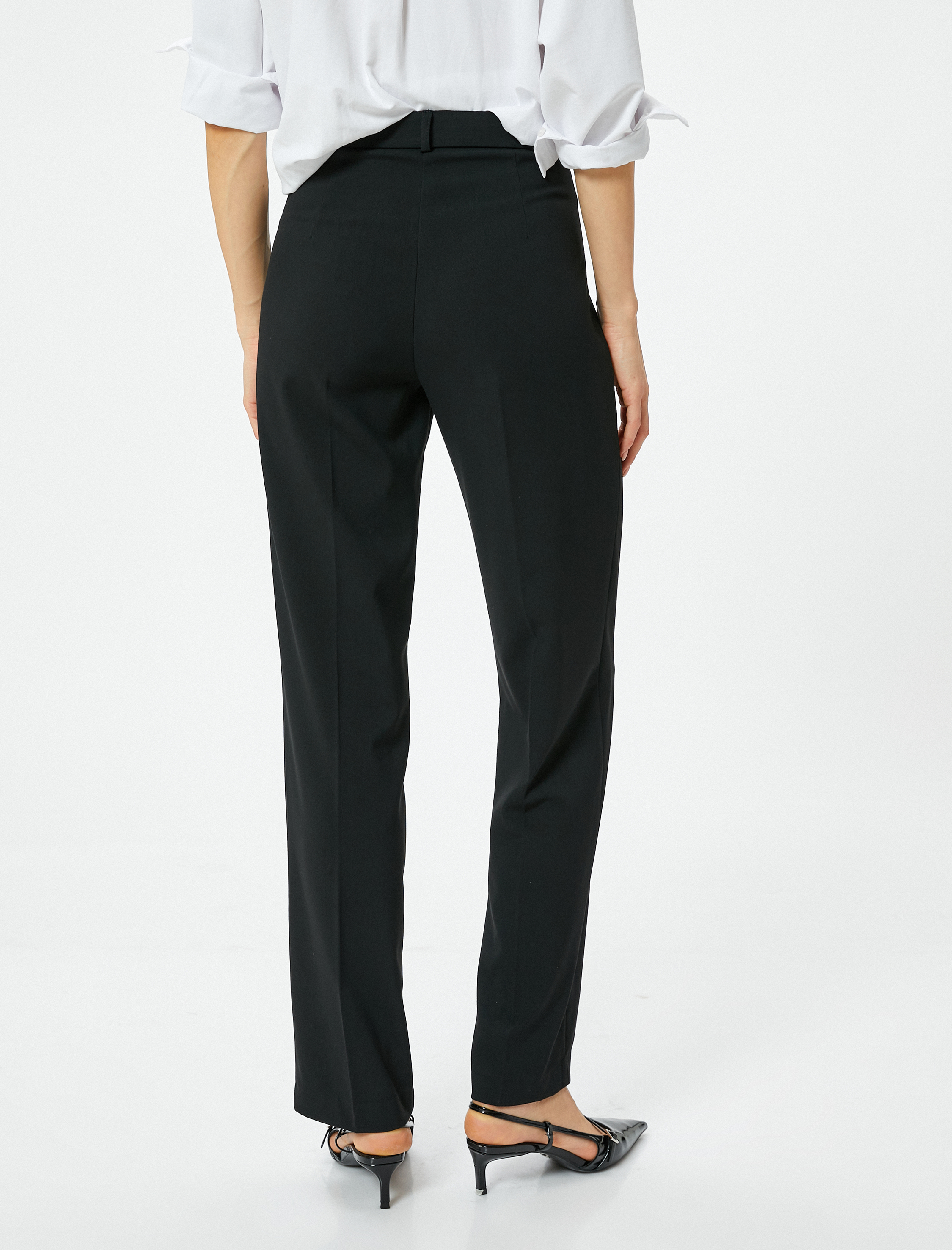   Kumaş Palazzo Pantolon Nervürlü Yüksek Bel