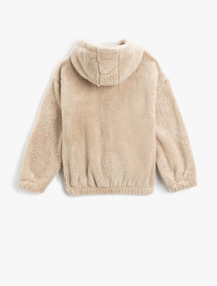 Kız Çocuk Peluş Kapüşonlu Sweatshirt