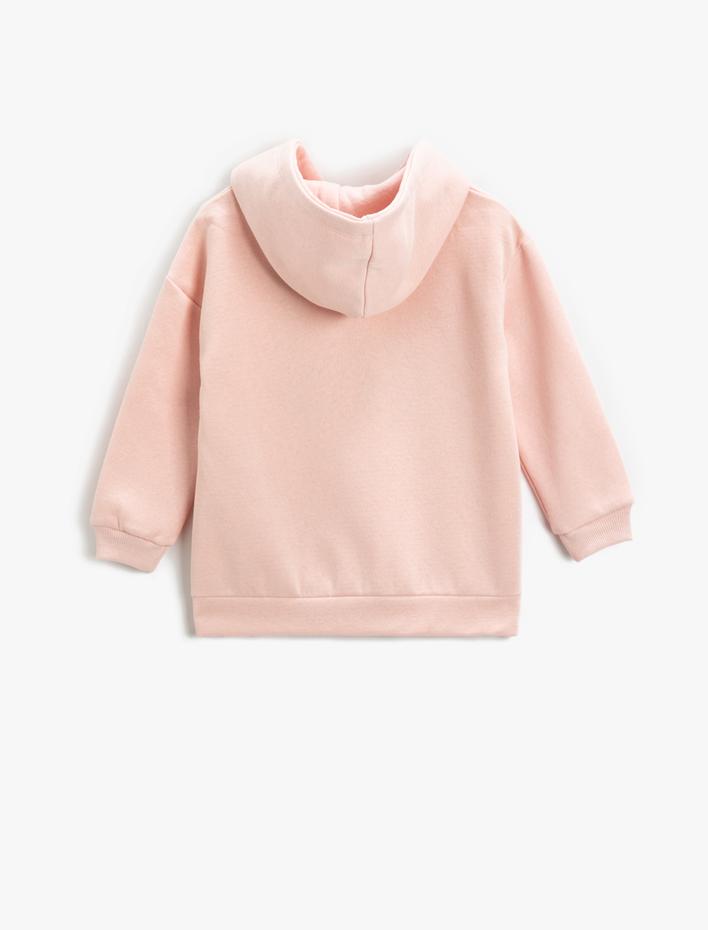 Kız Çocuk Kapşonlu Sweatshirt Unicorn Pul Payet İşlemeli Şardonlu