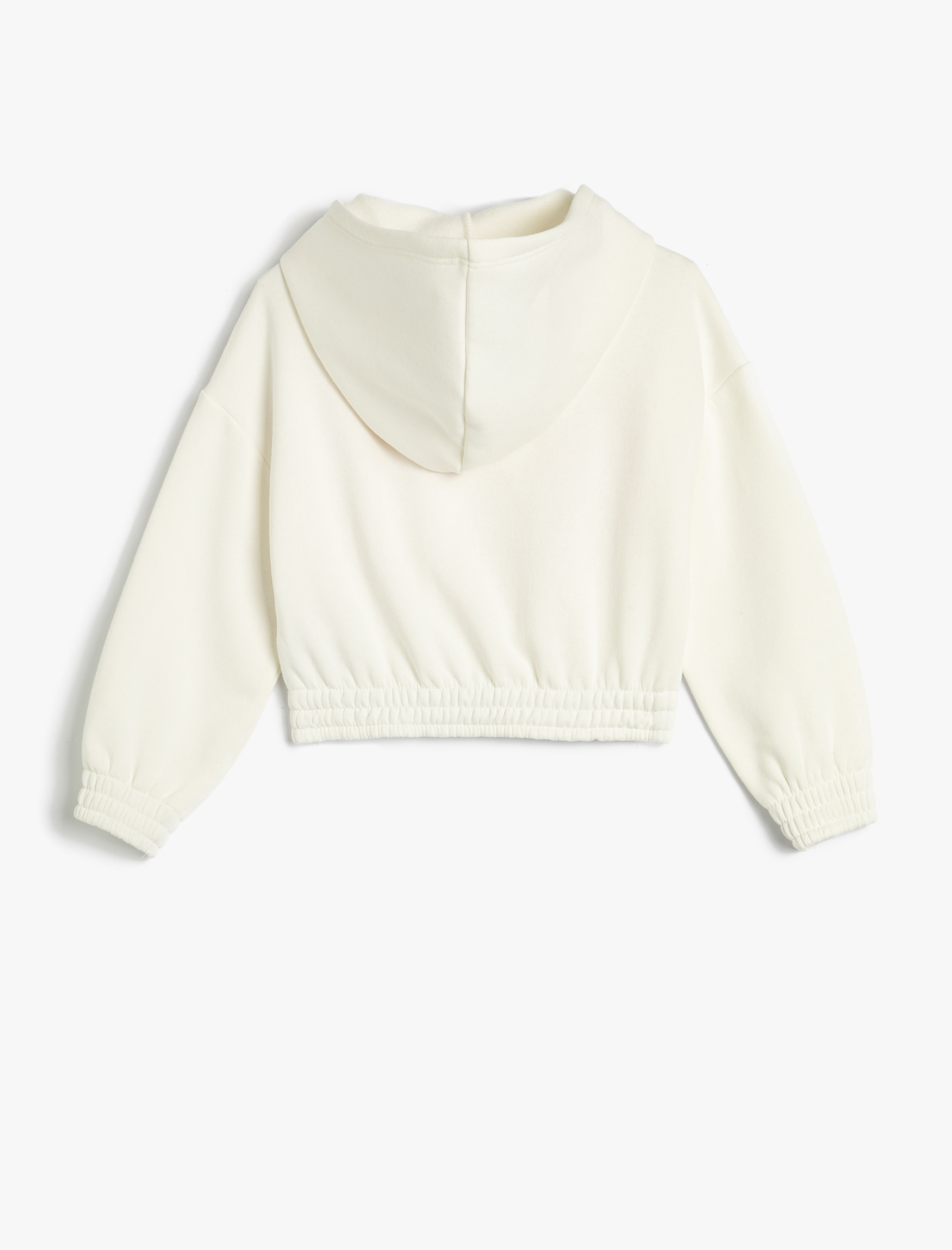  Kız Çocuk Kolej Crop Sweatshirt Kapüşonlu Beli ve Manşetleri Lastikli Pamuklu Şardonlu