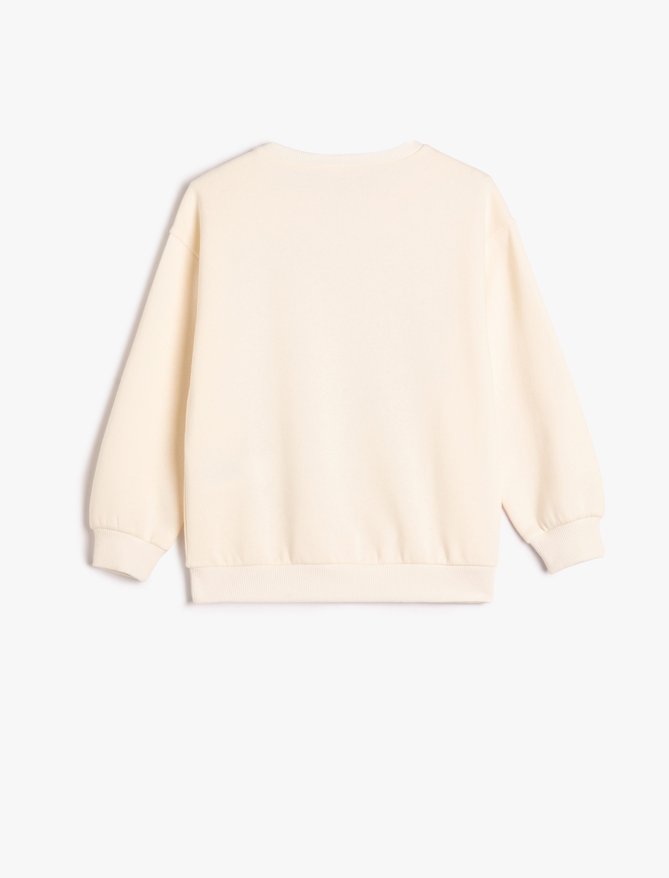  Kız Çocuk Kelebekli Sweatshirt Uzun Kollu Bisiklet Yaka Baskılı