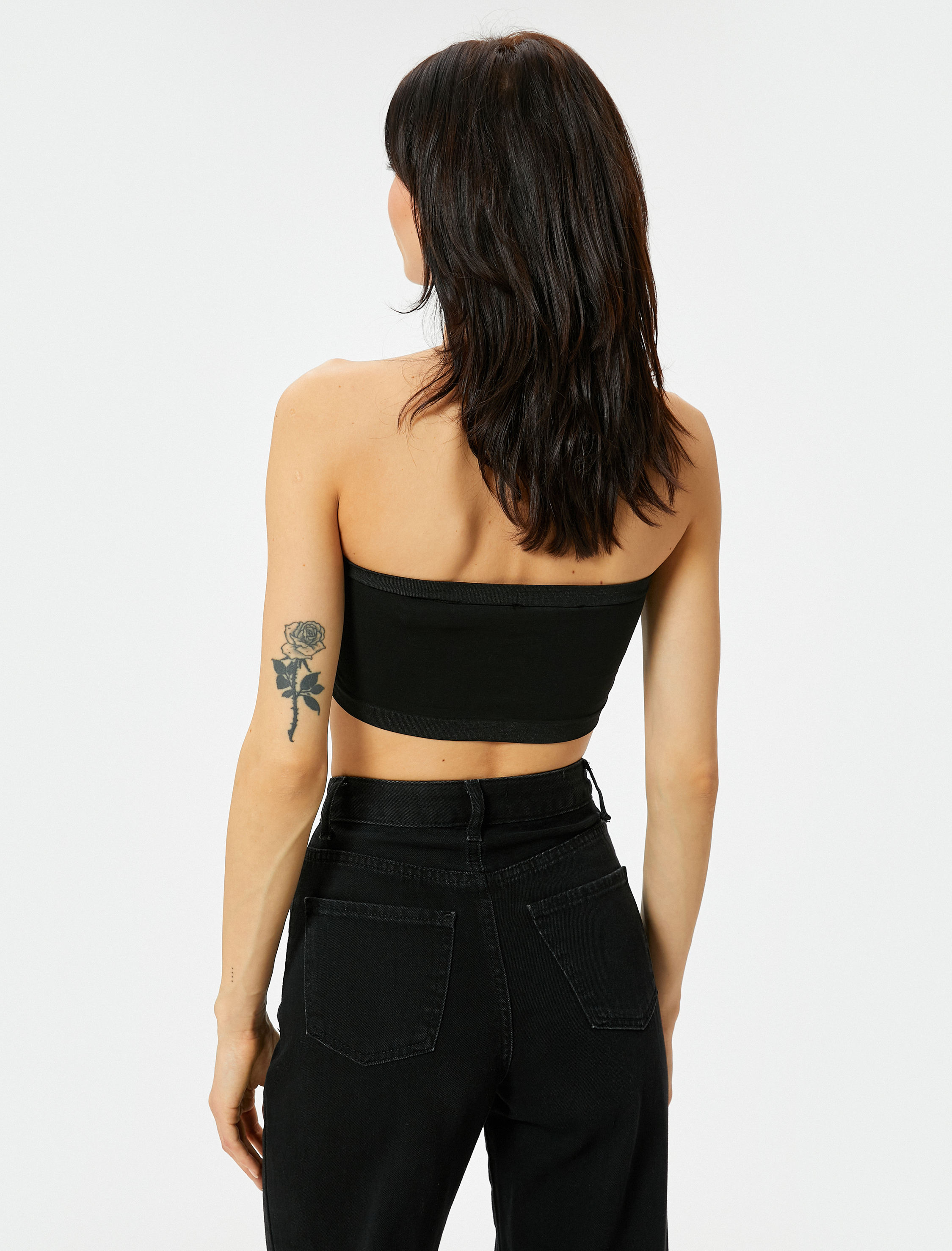   Straplez Süper Crop Atlet Ribanalı