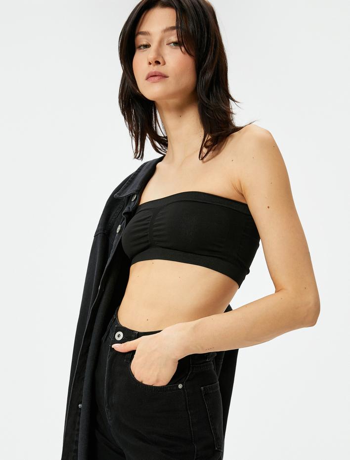  Straplez Süper Crop Atlet Ribanalı