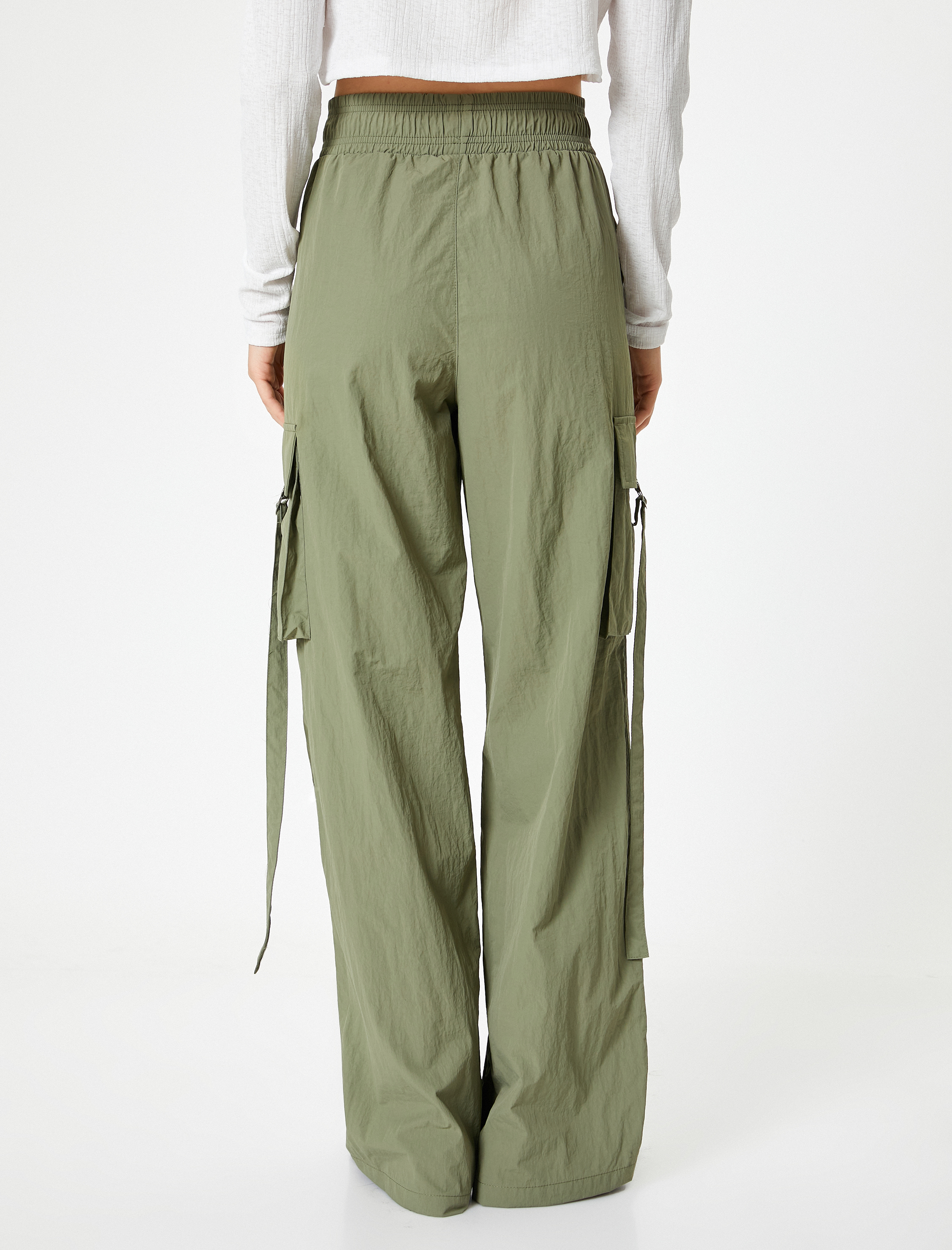   Kargo Eşofman Altı Paraşüt Kumaş Yüksek Bel Cepli