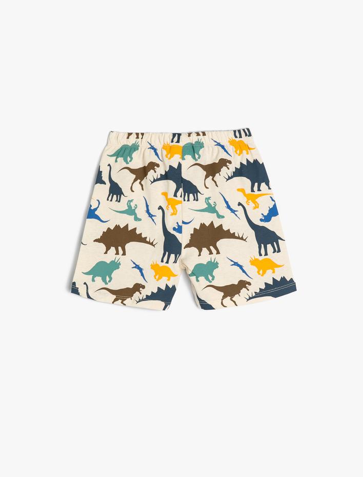 Erkek Bebek Şort Dinozor Baskılı Beli Lastikli