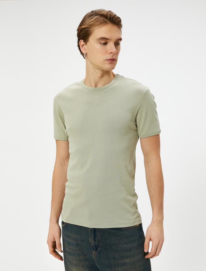  Basic Tişört Slim Fit Bisiklet Yaka Kısa Kollu Pamuklu