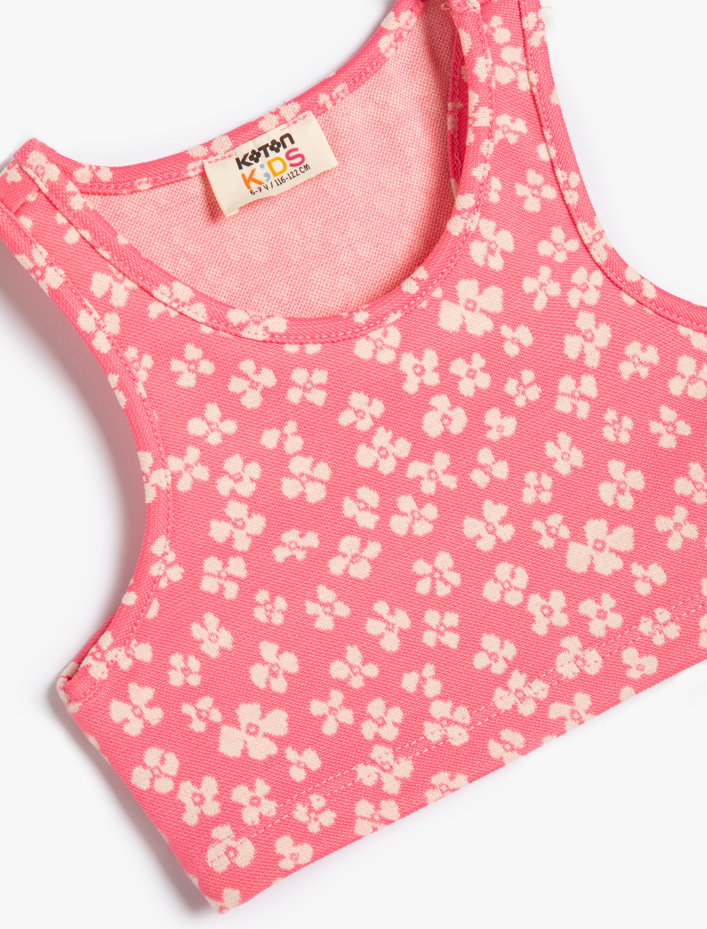  Kız Çocuk Crop Atlet Kalın Askılı Çiçek Baskılı