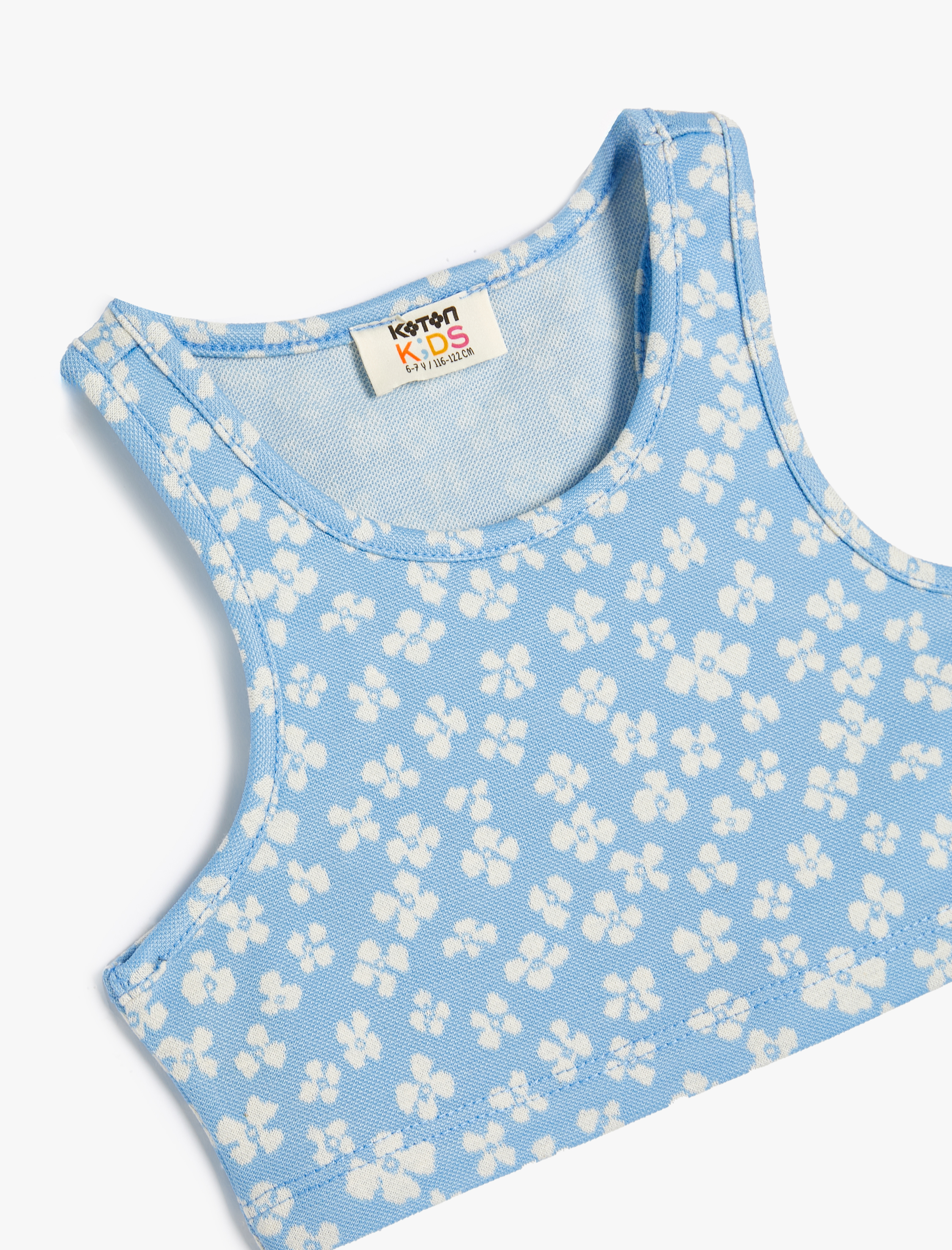 Kız Çocuk Crop Atlet Kalın Askılı Çiçek Baskılı