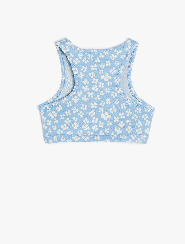 Kız Çocuk Crop Atlet Kalın Askılı Çiçek Baskılı