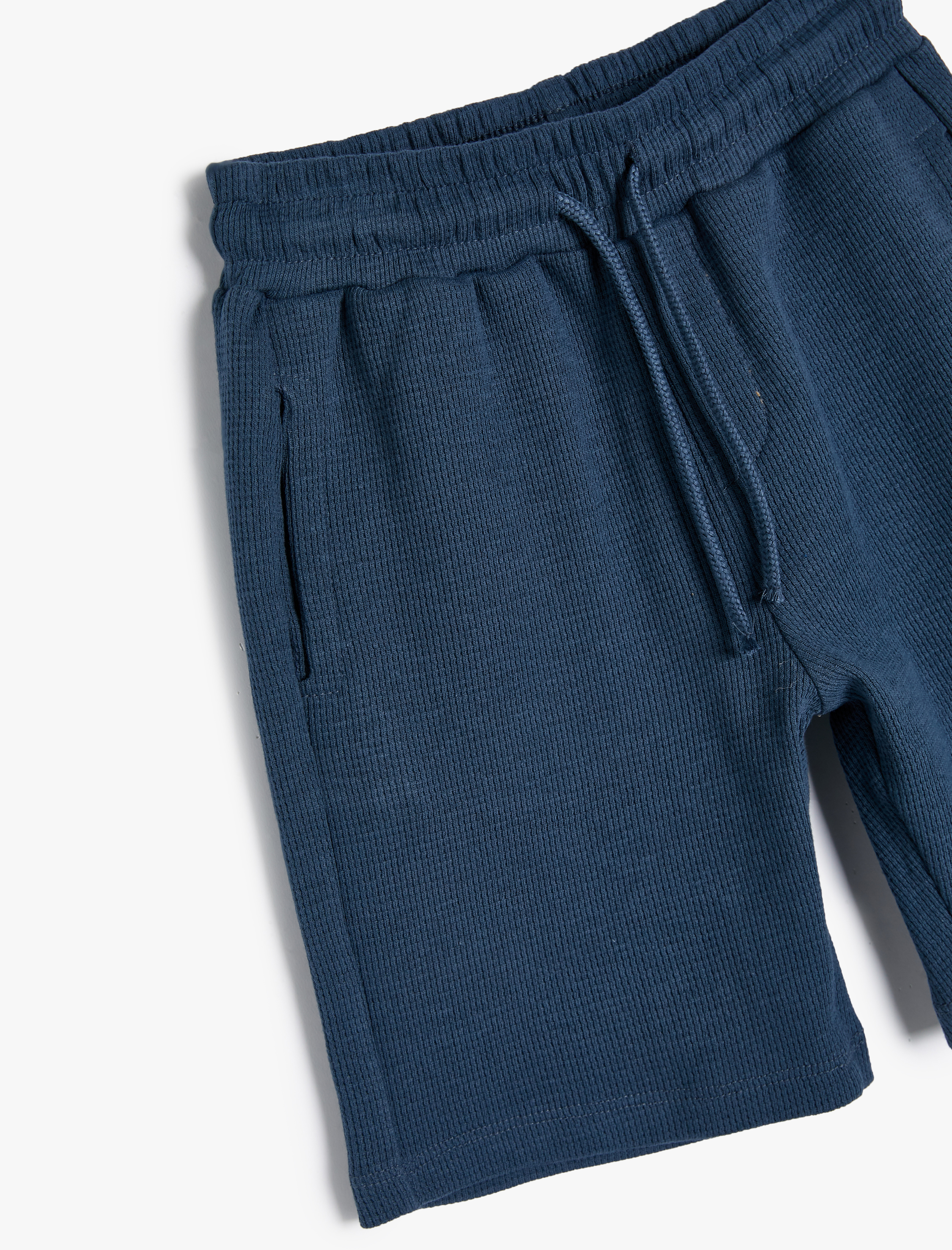  Erkek Çocuk Basic Şort Dokulu Beli Bağlamalı Cepli Pamuklu