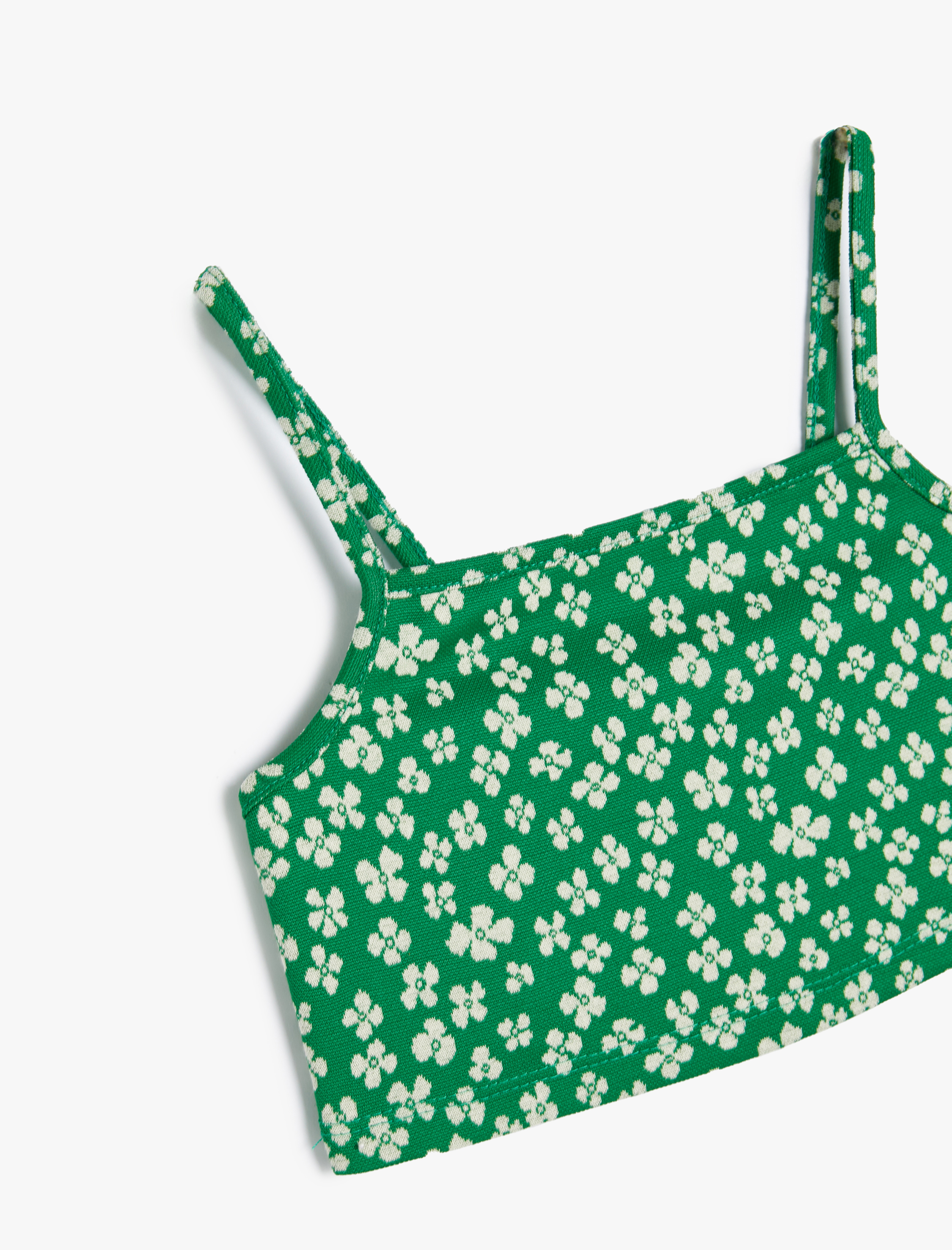  Kız Çocuk Crop Atlet İnce Askılı Çiçek Baskılı