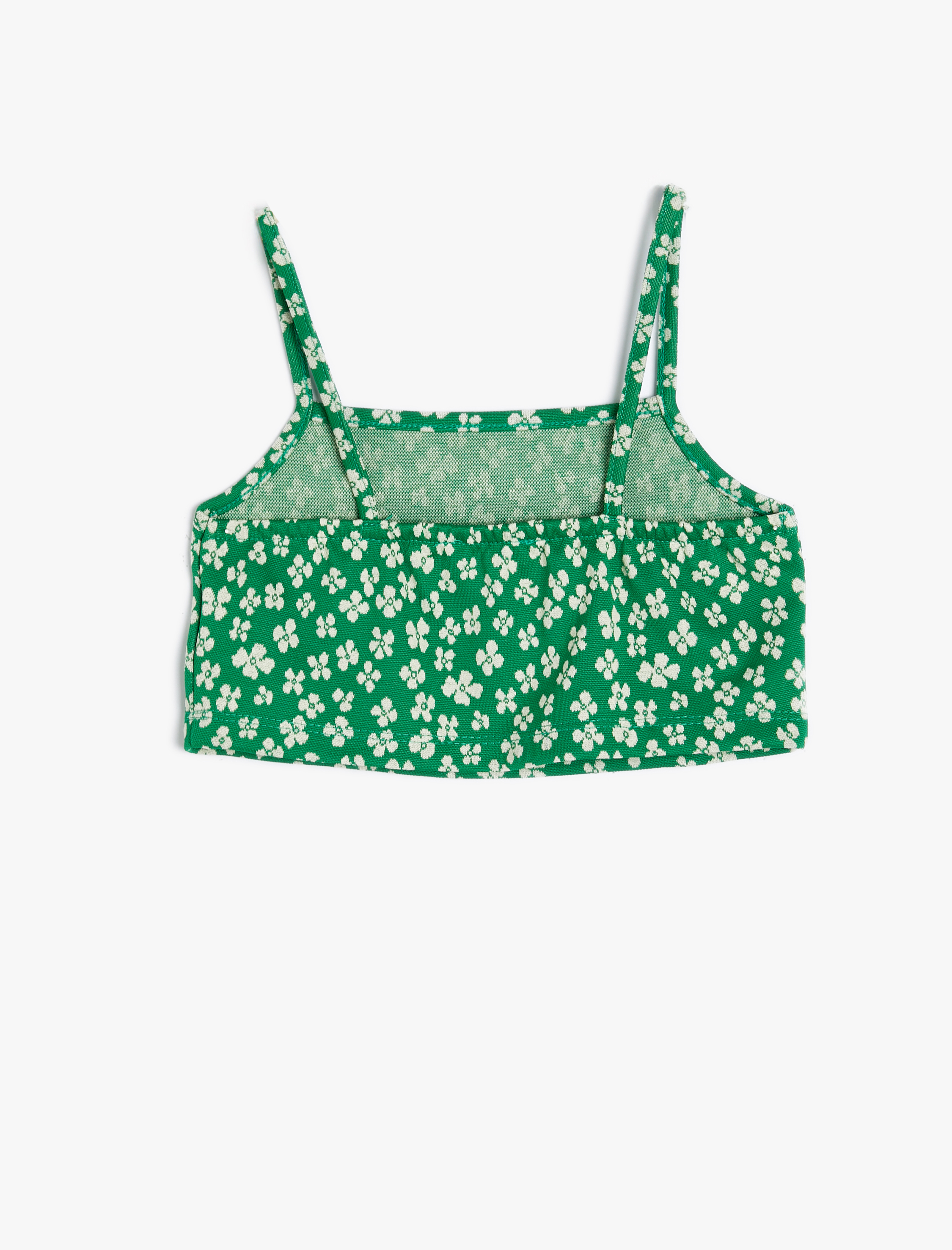  Kız Çocuk Crop Atlet İnce Askılı Çiçek Baskılı