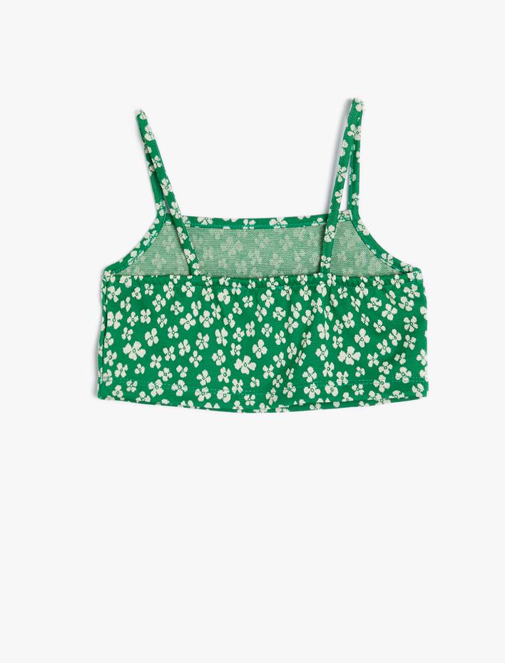 Kız Çocuk Crop Atlet İnce Askılı Çiçek Baskılı