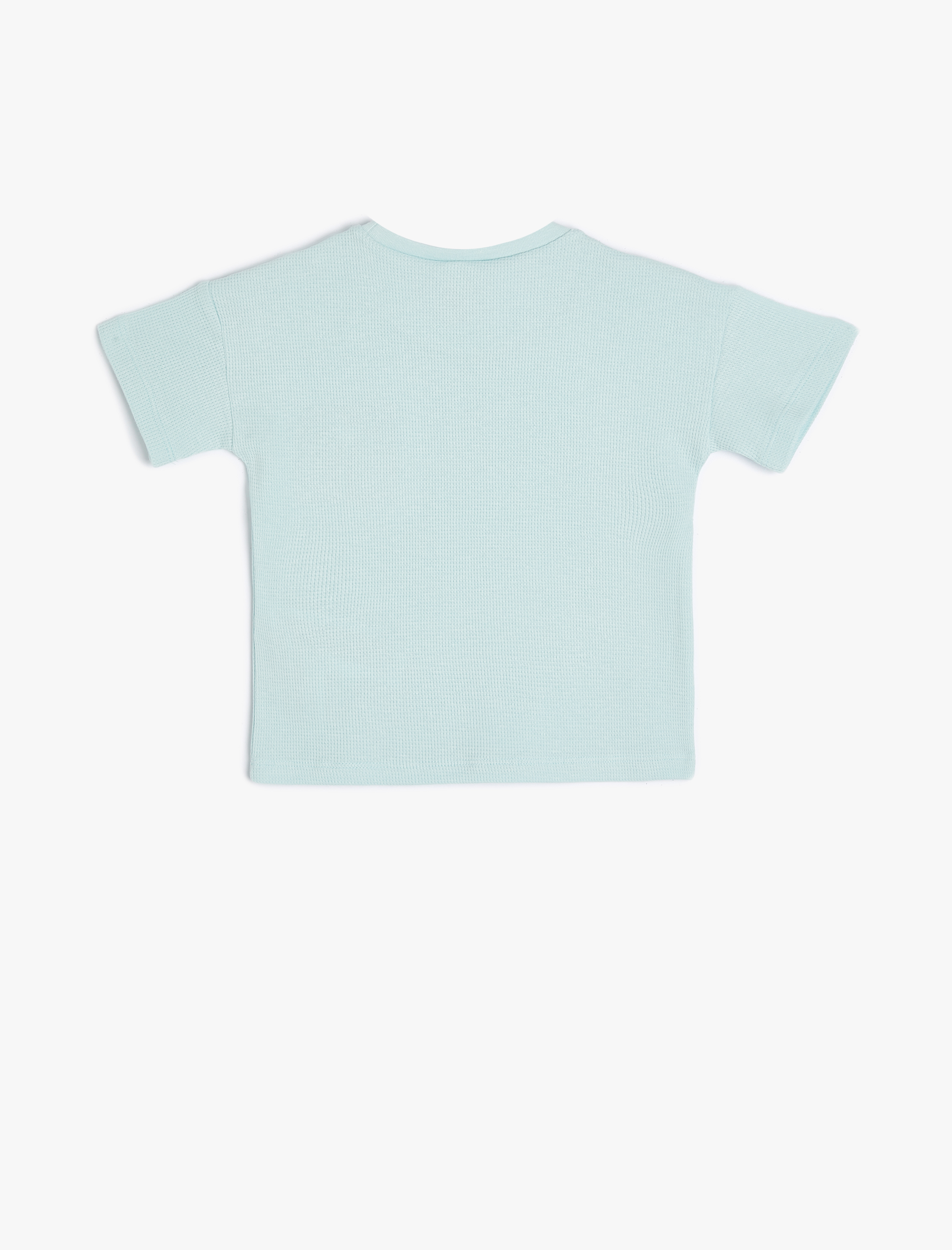  Erkek Bebek Tişört Kısa Kollu Palmiye Baskılı Bisiklet Yaka Dokulu Pamuklu