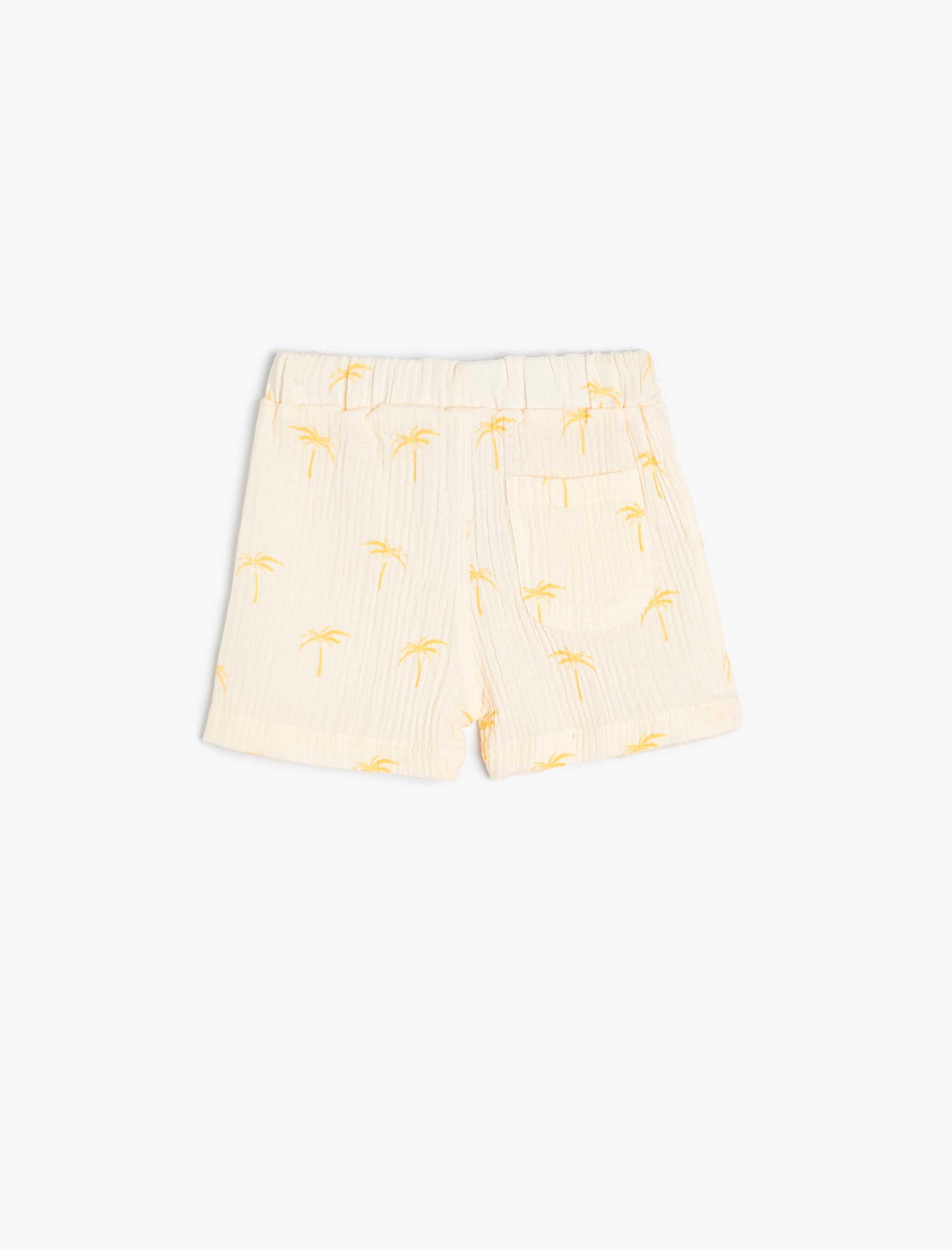 Erkek Bebek Şort Palmiye Baskılı Dokulu Pamuklu