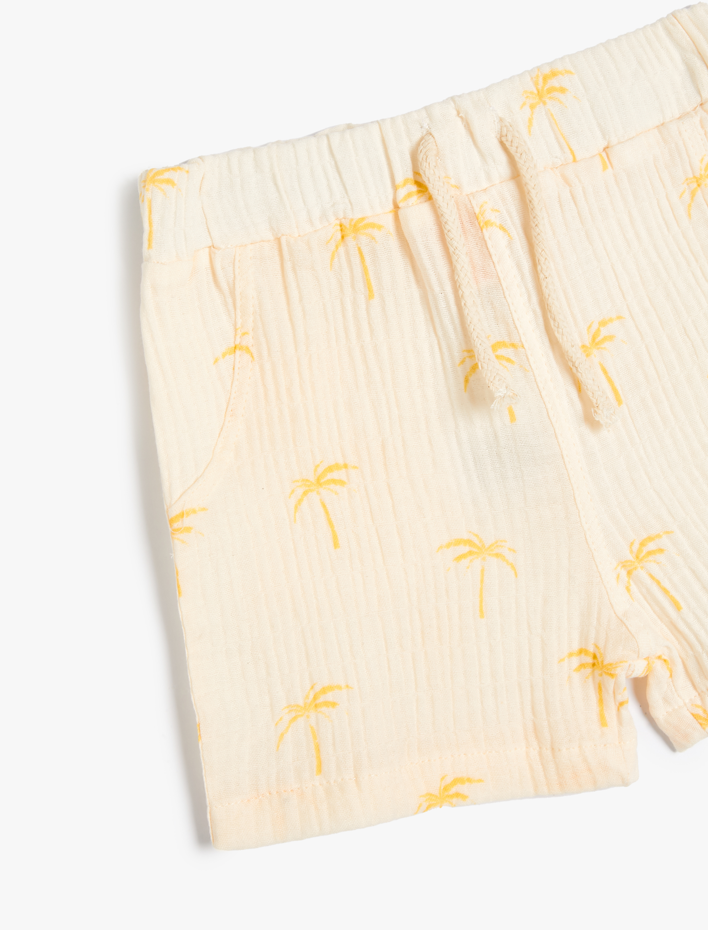 Erkek Bebek Şort Palmiye Baskılı Dokulu Pamuklu