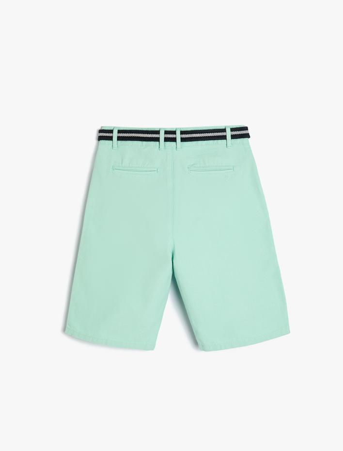 Erkek Çocuk Basic Chino Şort Kemer Detaylı Cepli Pamuklu