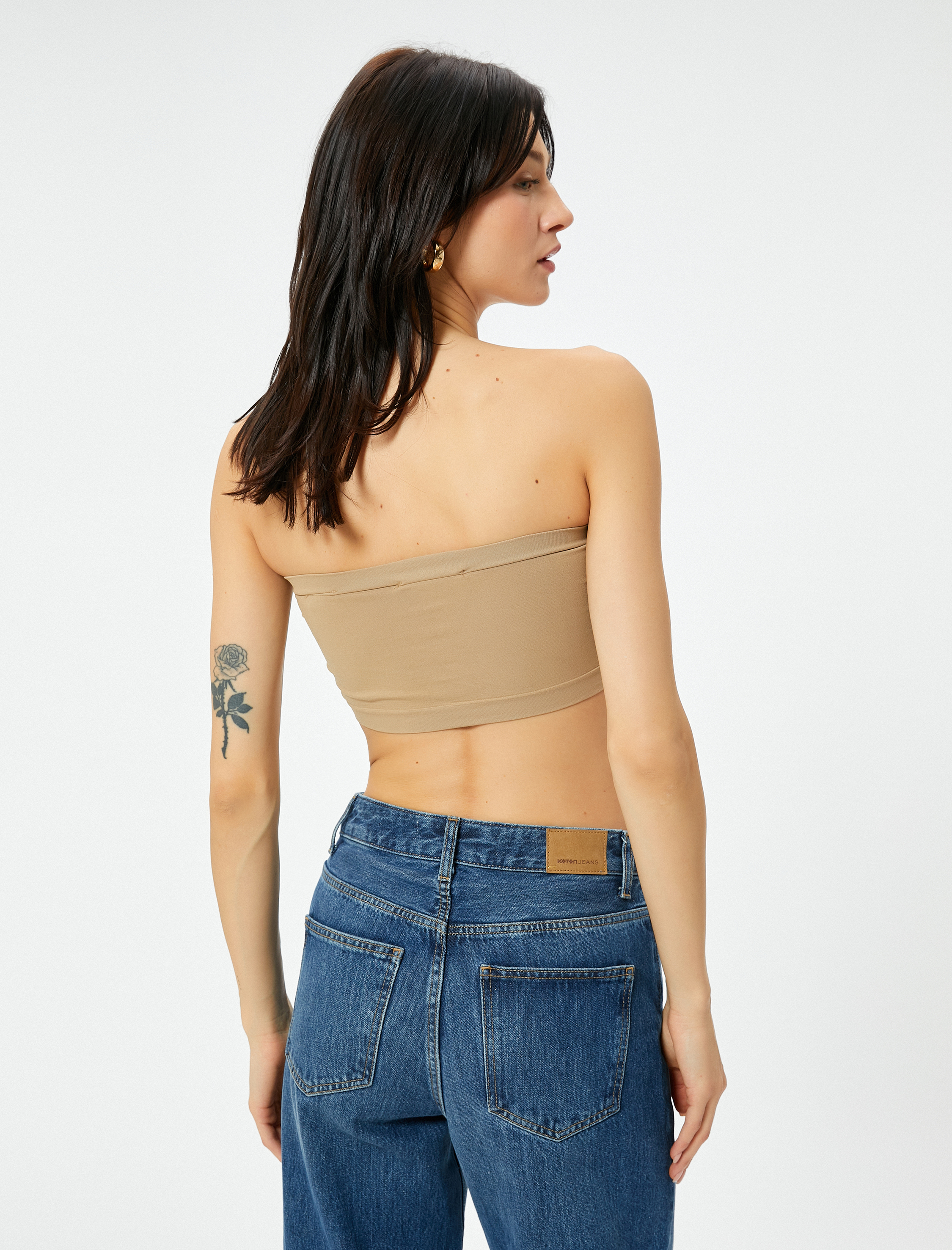   Straplez Süper Crop Atlet Ribanalı