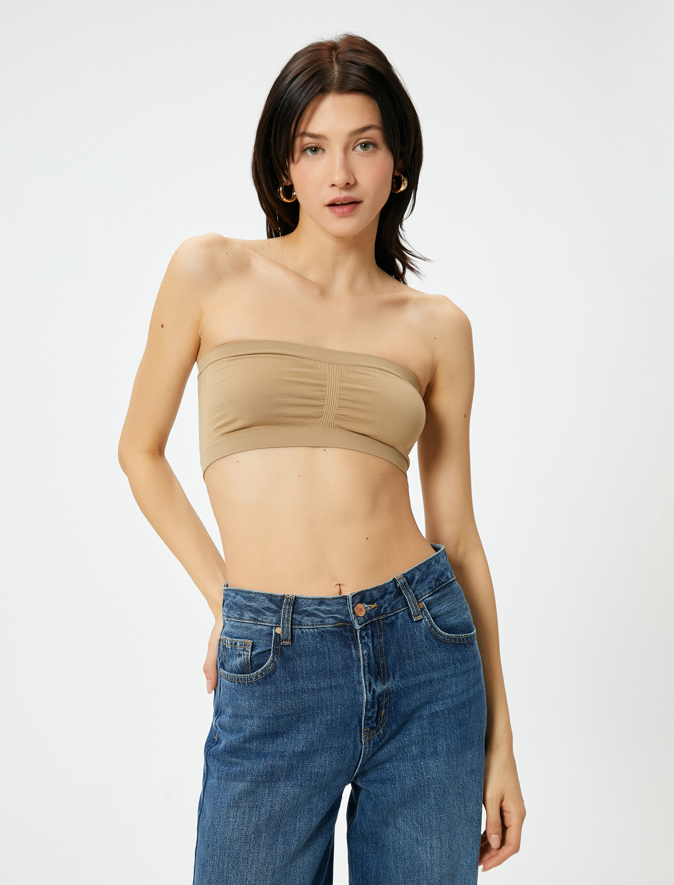   Straplez Süper Crop Atlet Ribanalı