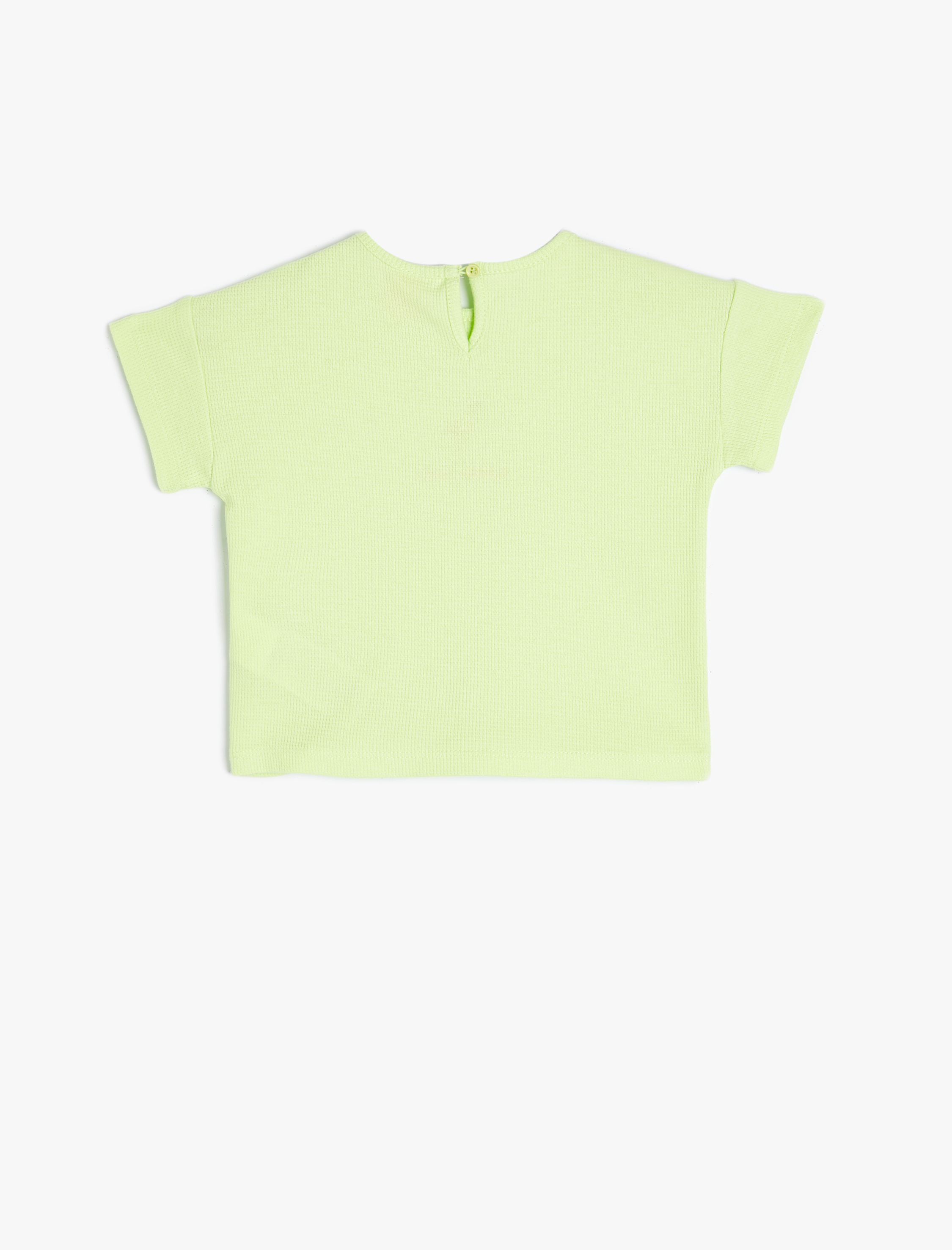  Kız Bebek Tişört Kısa Kollu Flamingo İşlemeli Bisiklet Yaka Pamuklu