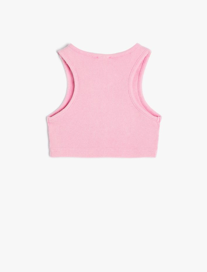 Kız Çocuk Basic Crop Atlet Kolsuz Yuvarlak Yaka Ribanalı Pamuklu