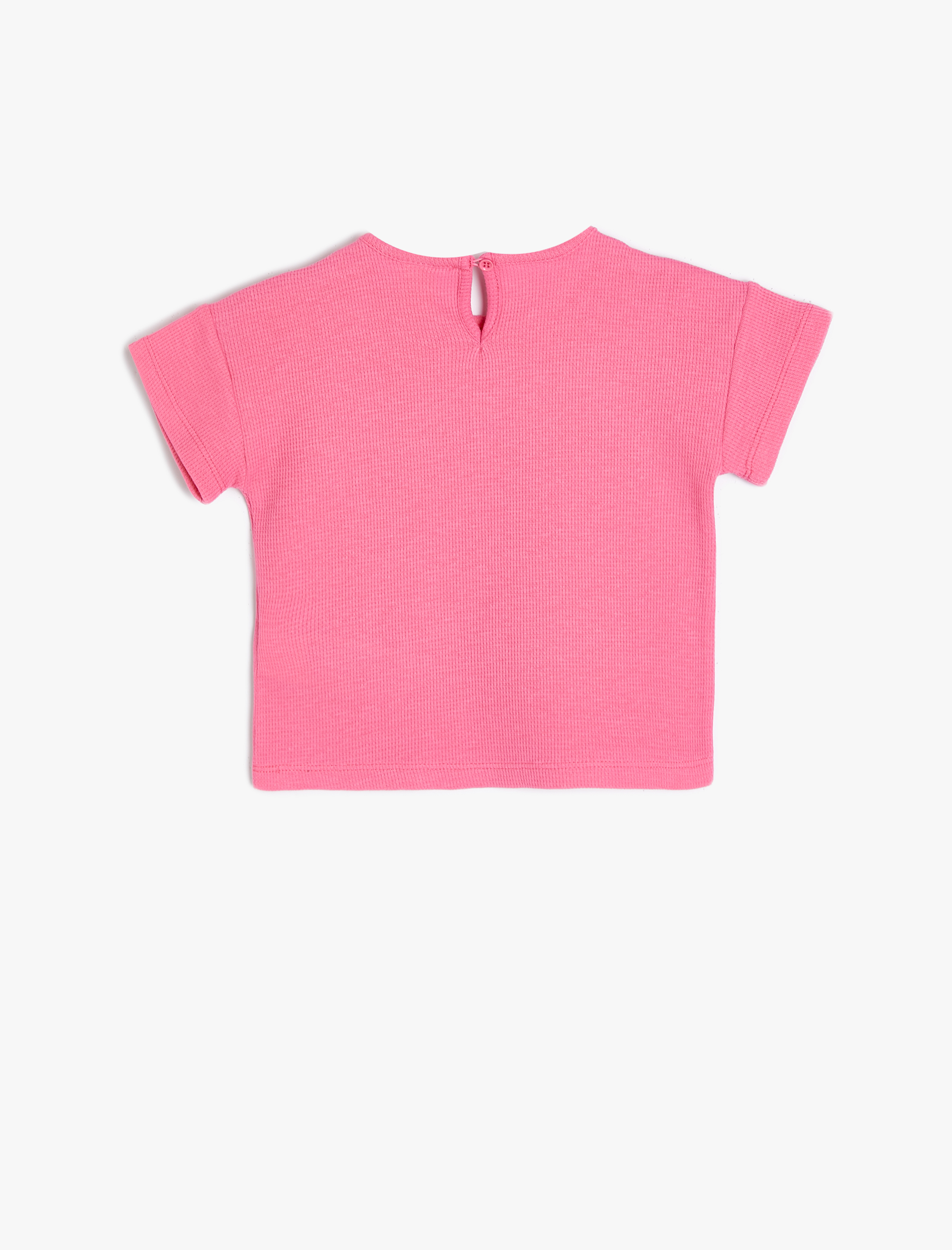  Kız Bebek Tişört Kısa Kollu Dondurma İşlemeli Bisiklet Yaka Pamuklu