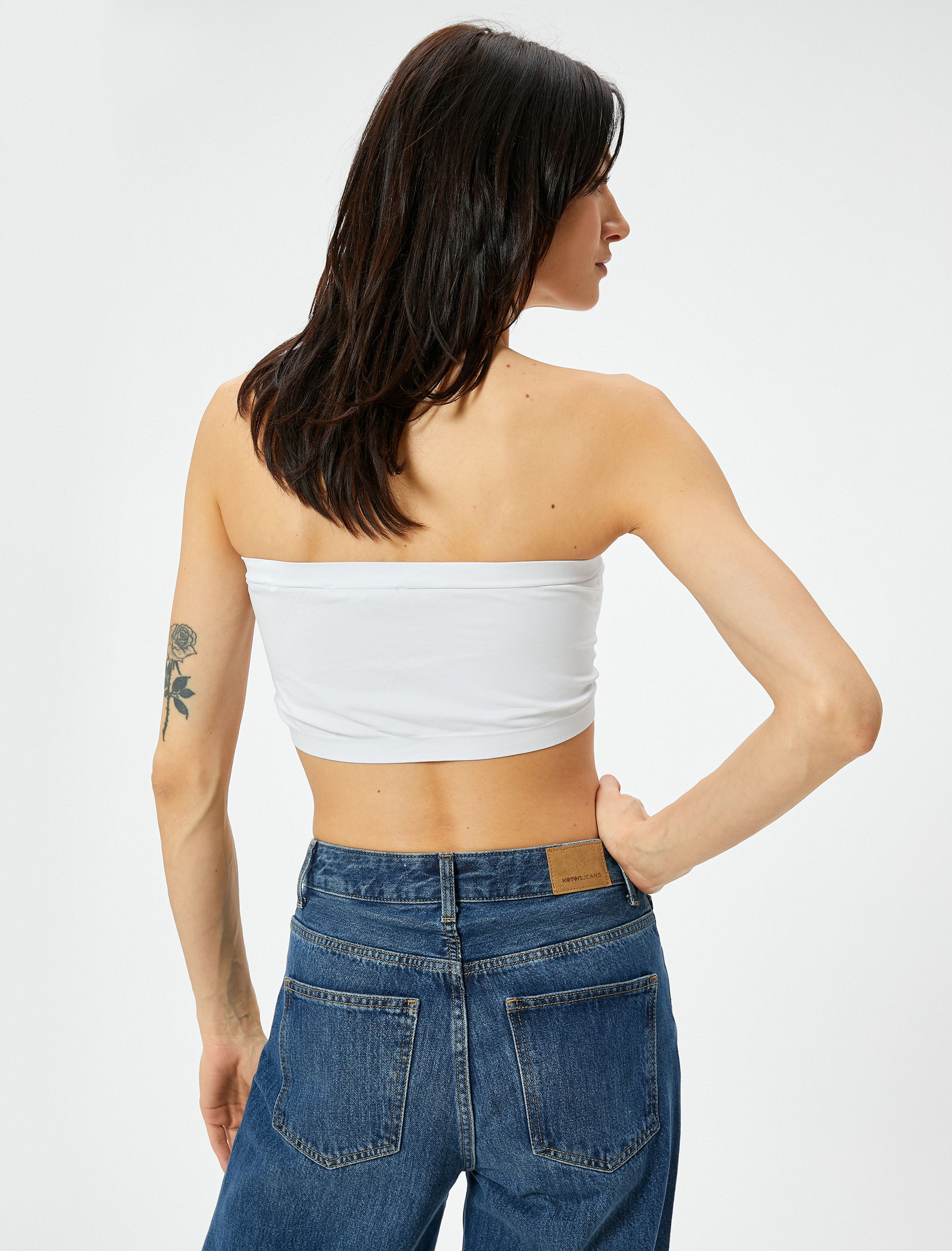   Straplez Süper Crop Atlet Ribanalı