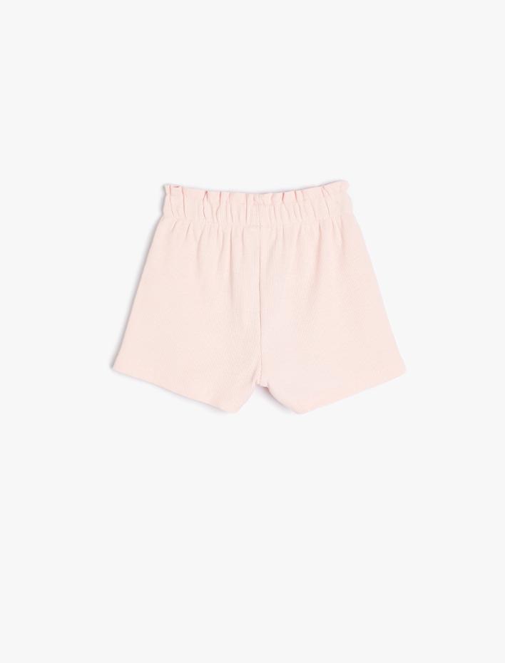 Kız Bebek Şort Pamuklu Dokulu Beli Lastikli Kiraz Baskılı