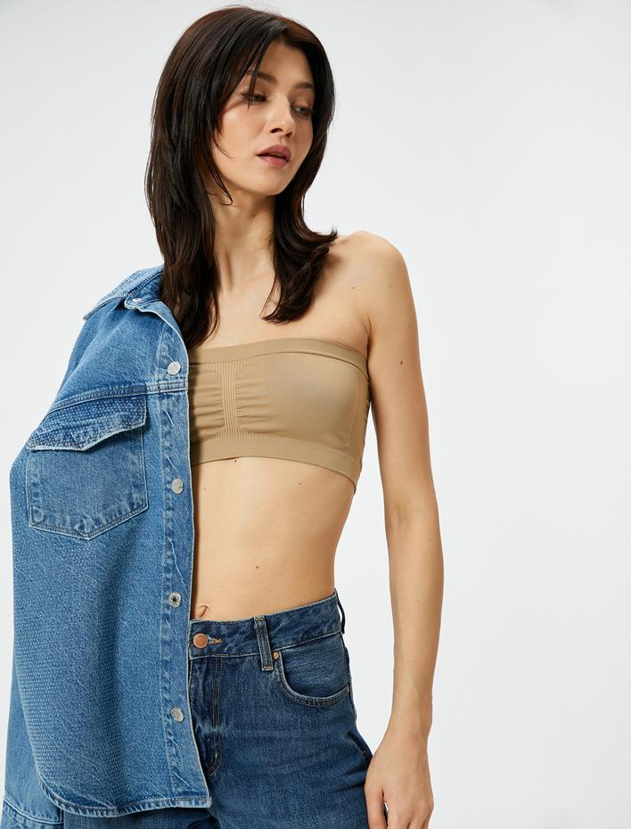  Straplez Süper Crop Atlet Ribanalı