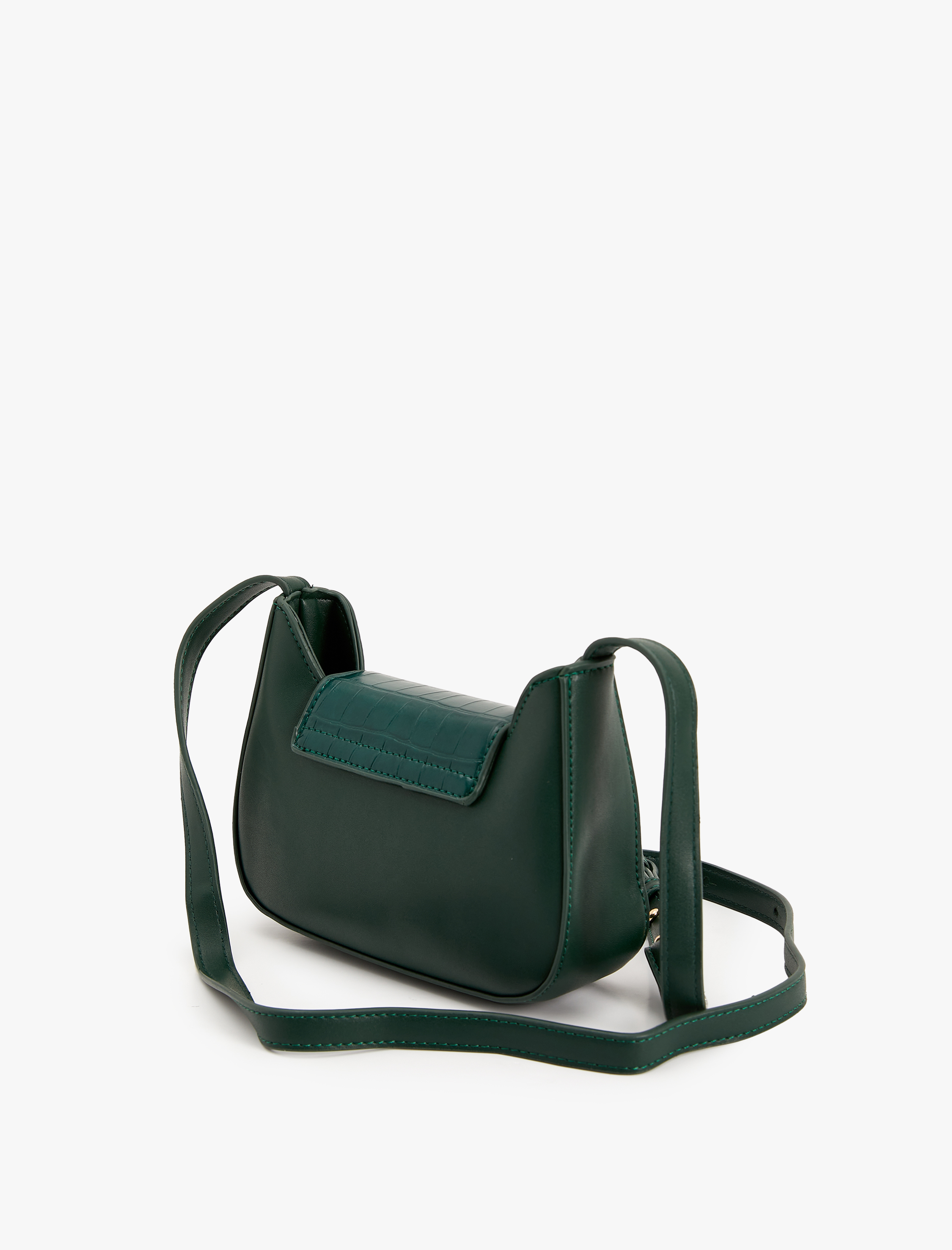  Kadın Küçük Çapraz Çanta Kapaklı Renk Kontrastlı Suni Deri