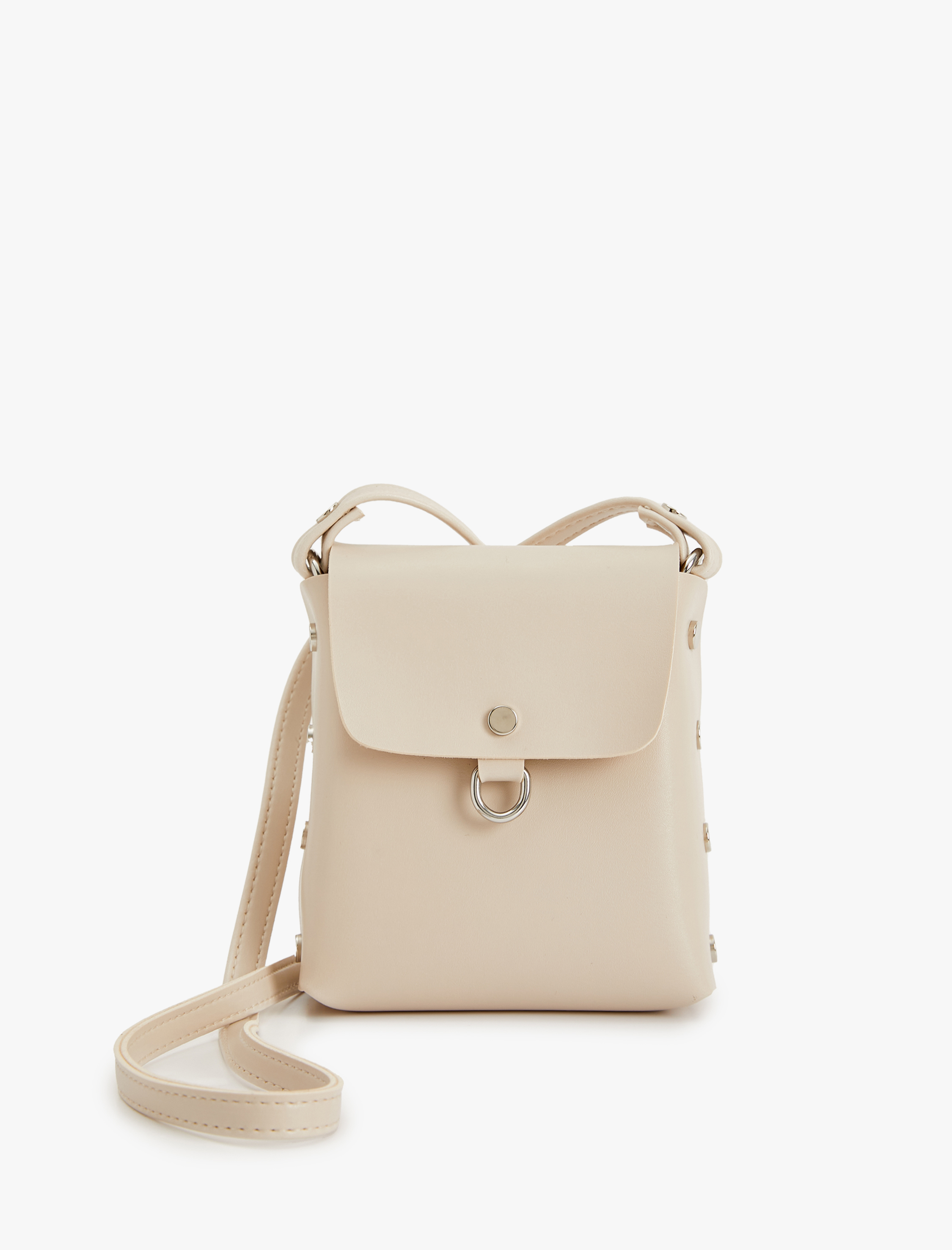  Kadın Küçük Çapraz Çanta Suni Deri Metal Aksesuar Detaylı