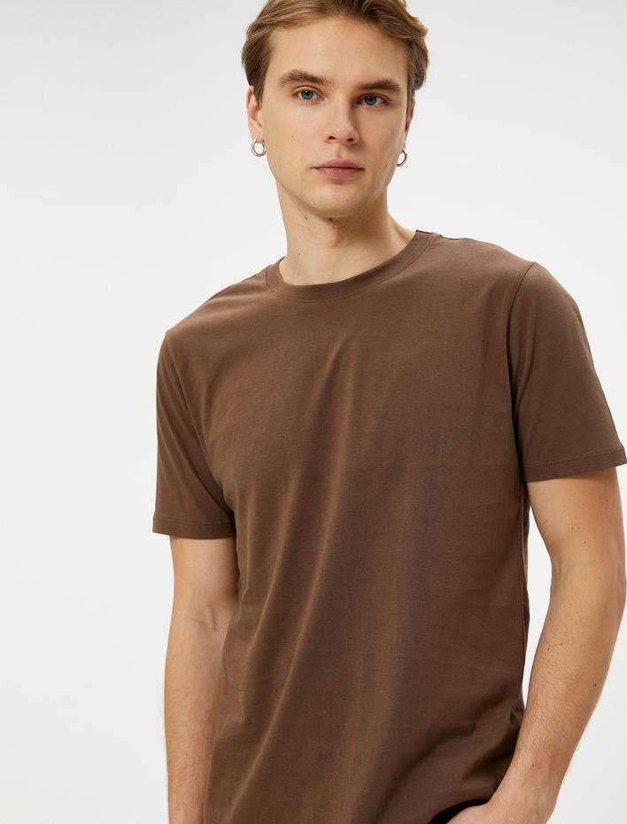  Basic Tişört Slim Fit Bisiklet Yaka Kısa Kollu Pamuklu
