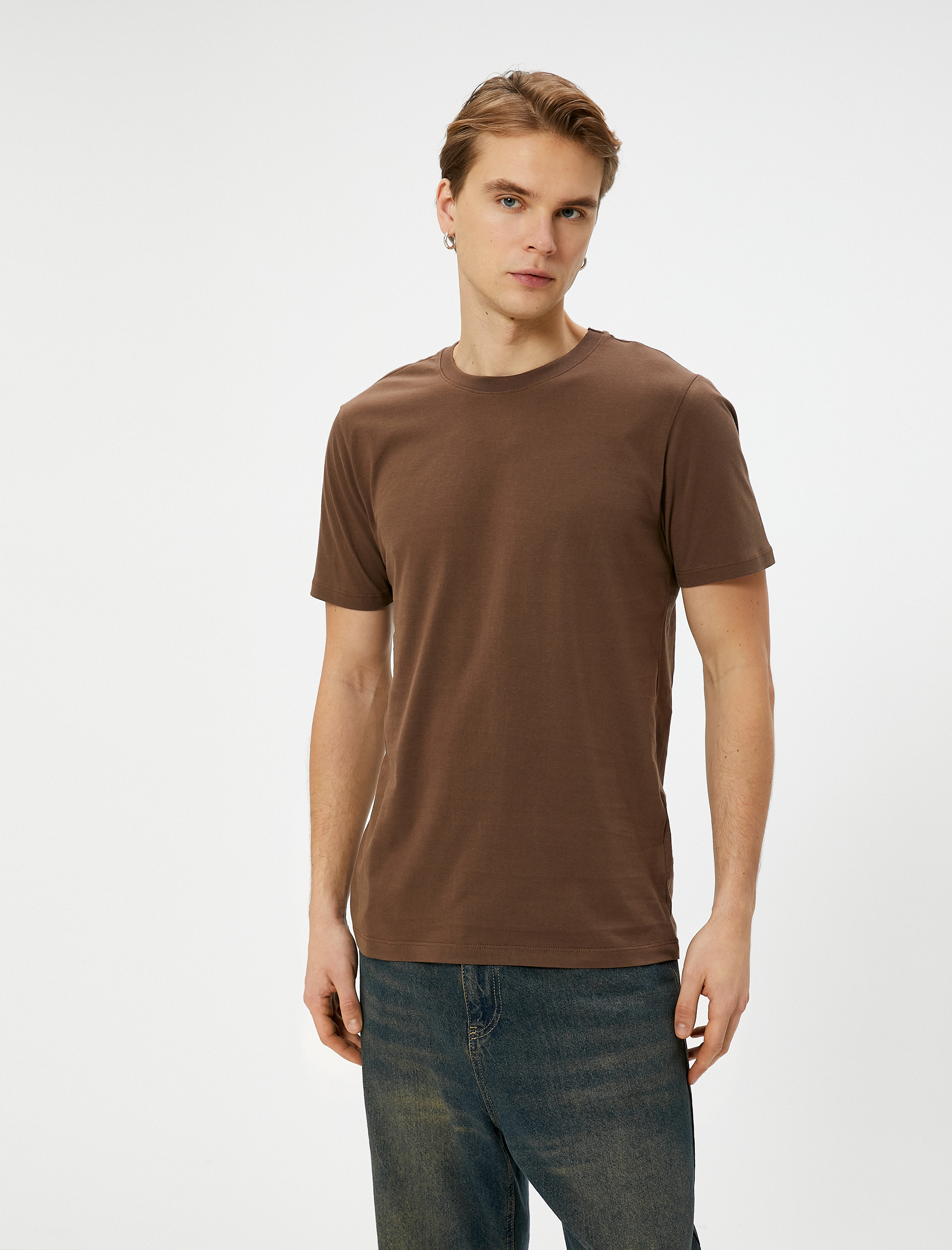   Basic Tişört Slim Fit Bisiklet Yaka Kısa Kollu Pamuklu