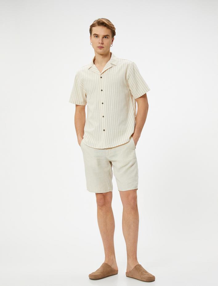  Yazlık Gömlek Kısa Kollu Devrik Yaka Düğmeli Regular Fit