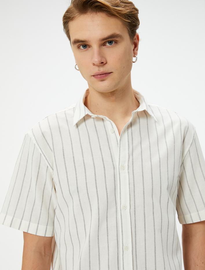  Yazlık Gömlek Kısa Kollu Klasik Yaka Düğmeli Regular Fit